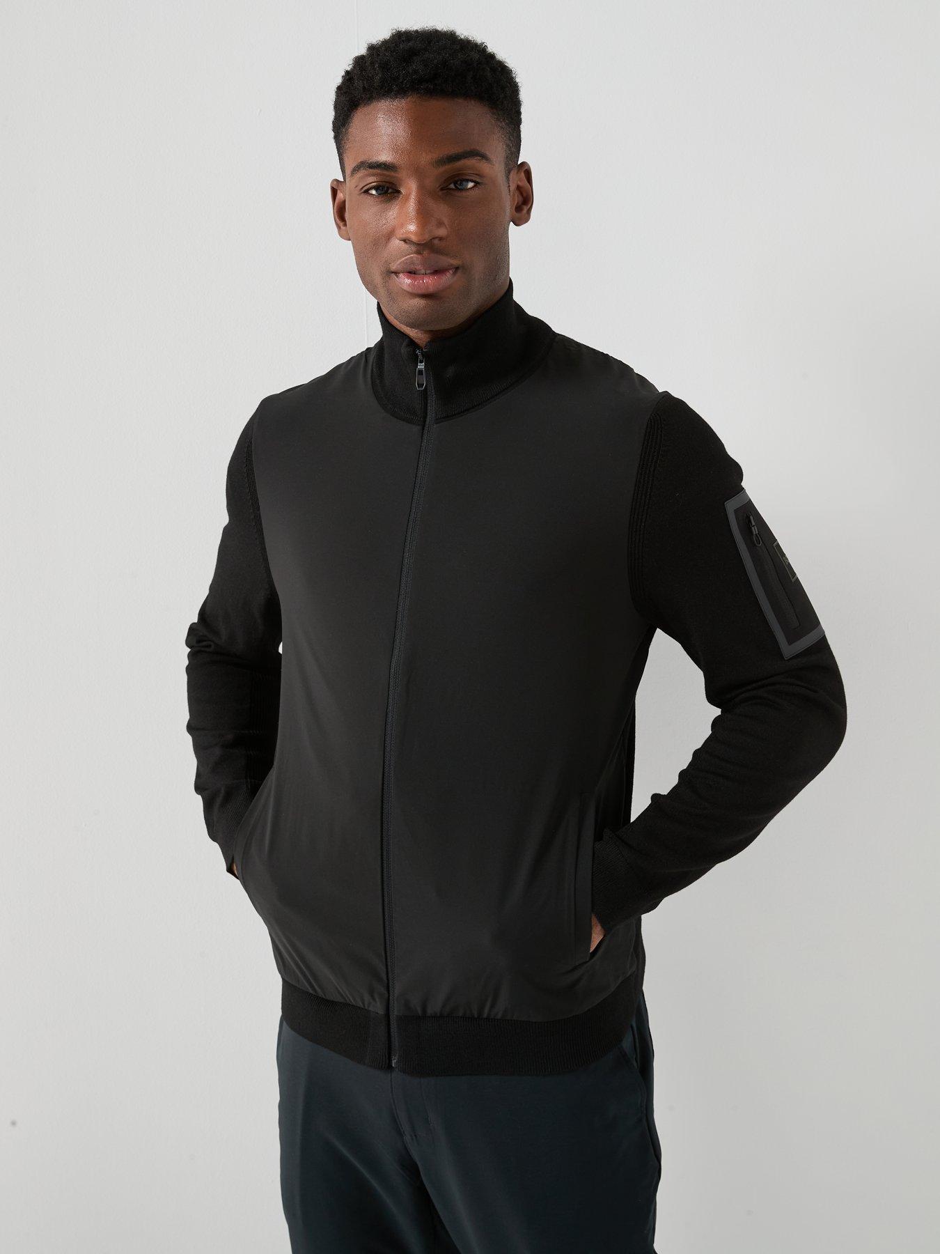 Image 5 of 6 of BOSS Momentum-X Hybrid Regular Fit Zip Through Knitted Jacket - Black