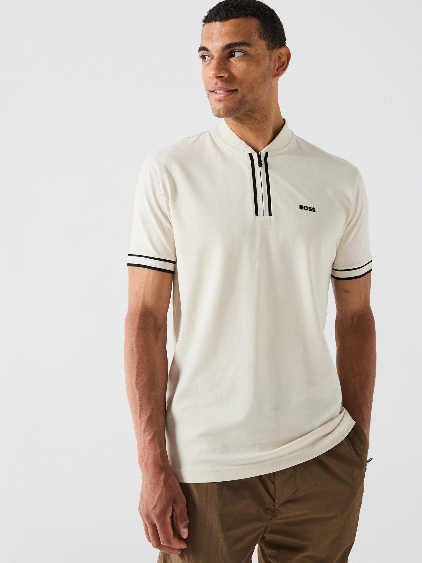 undefined Pariq Regular Fit Baseball Collar Zip Polo Shirt - Light Beige