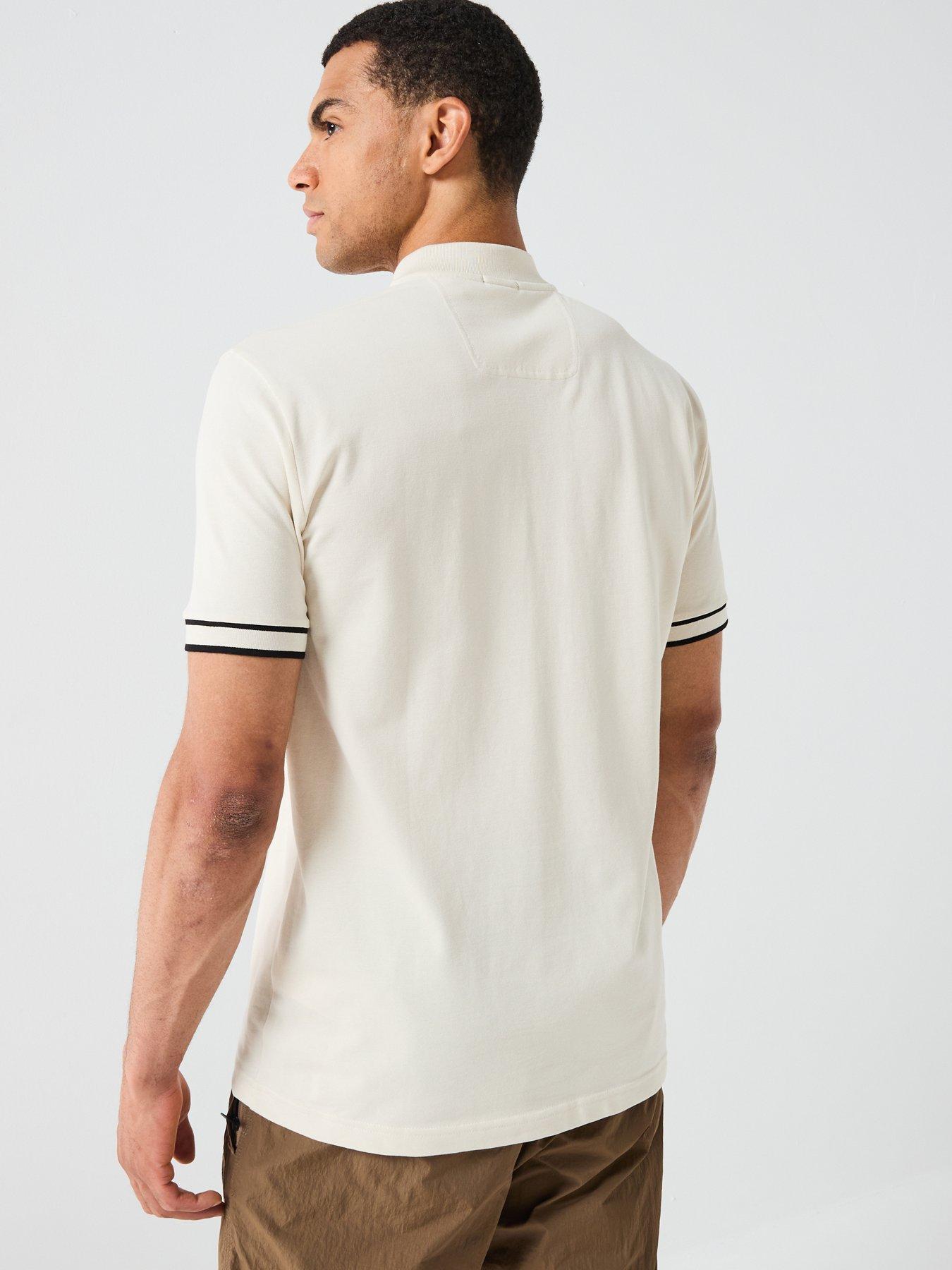 Image 2 of 5 of BOSS Pariq Regular Fit Baseball Collar Zip Polo Shirt - Light Beige
