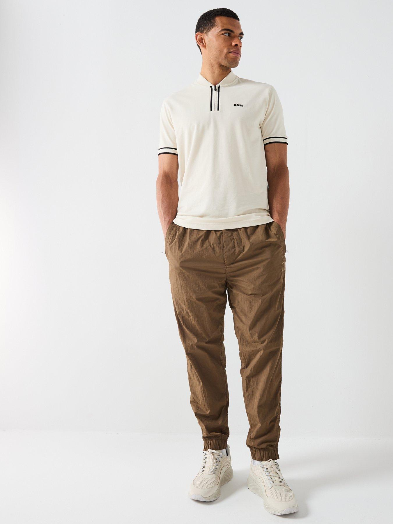 Image 3 of 5 of BOSS Pariq Regular Fit Baseball Collar Zip Polo Shirt - Light Beige