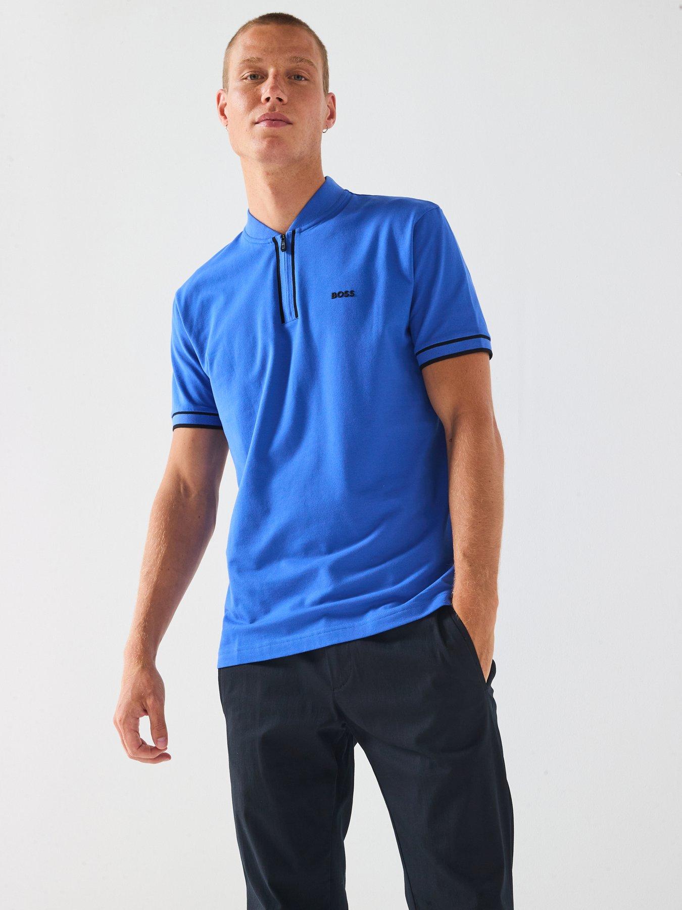 undefined Pariq Baseball Collar Zip Polo Shirt - Blue