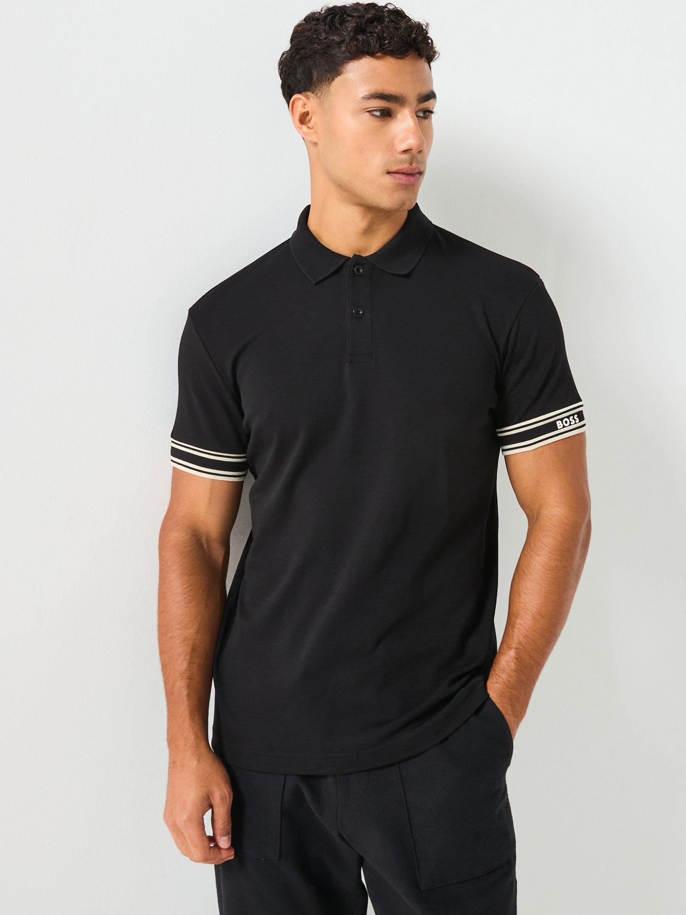 undefined Polo Zone Slim Fit Cuff Logo Polo Shirt - Black