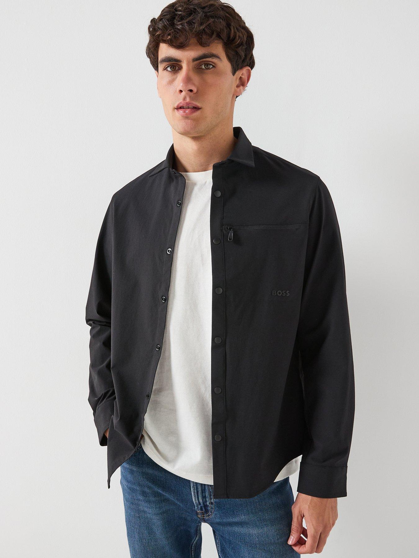 BOSS Clash Relaxed Fit Stretch Button Through Overshirt