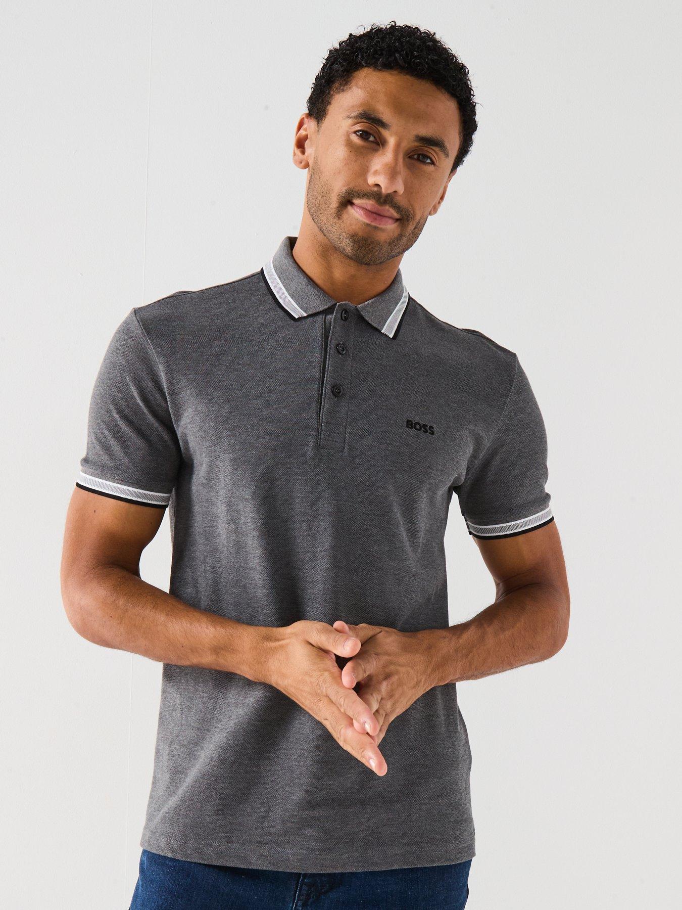 Image 1 of 5 of BOSS Paddy Tipping Polo Shirt - Dark Grey