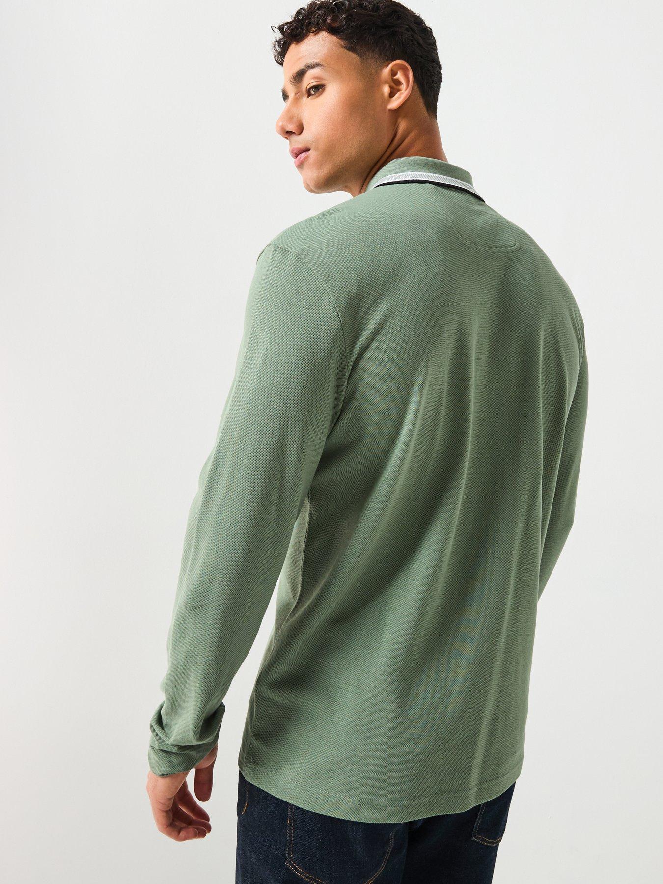 Image 2 of 5 of BOSS Plisy Long Sleeve Polo Shirt - Green