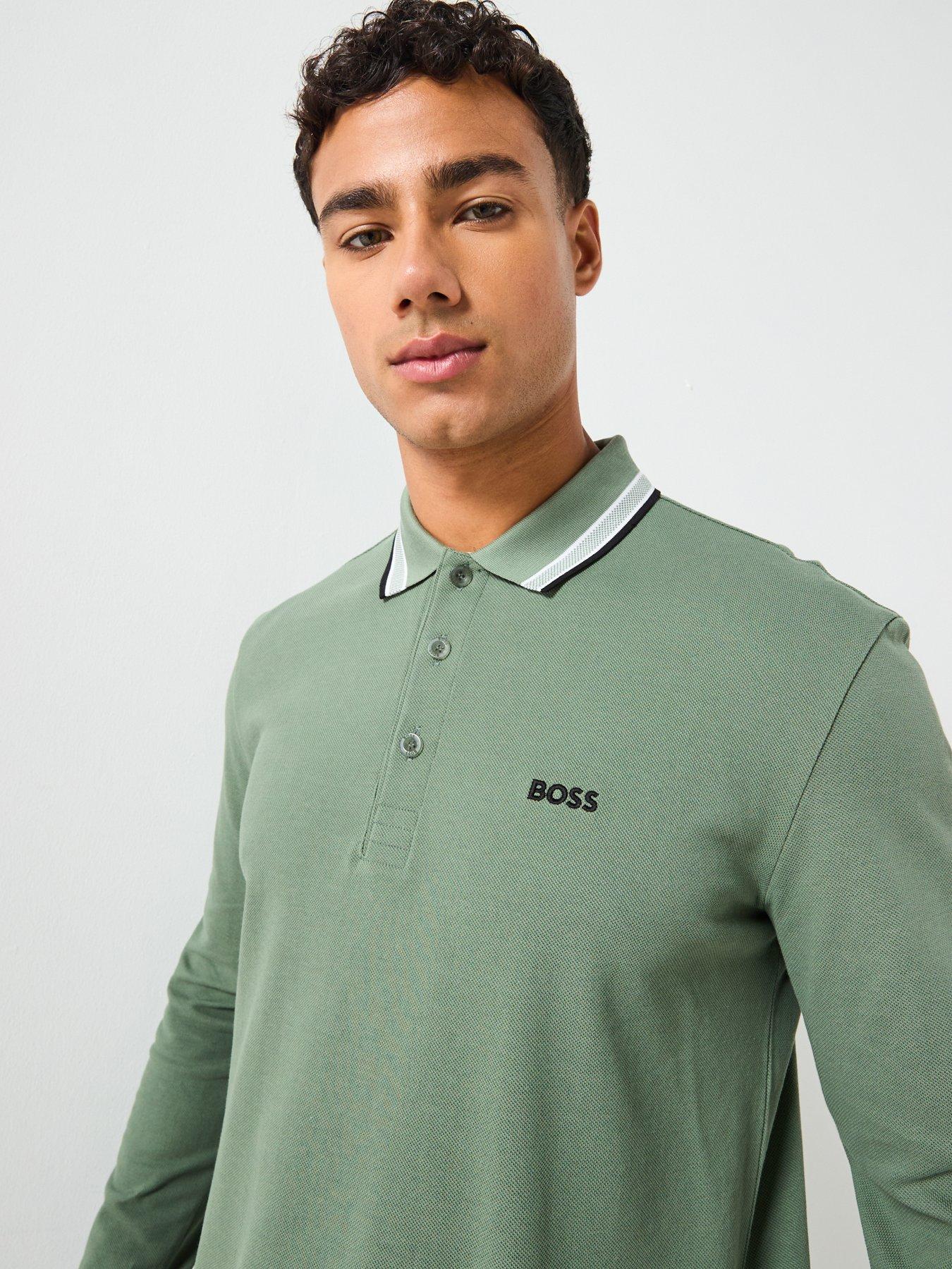 Image 5 of 5 of BOSS Plisy Long Sleeve Polo Shirt - Green