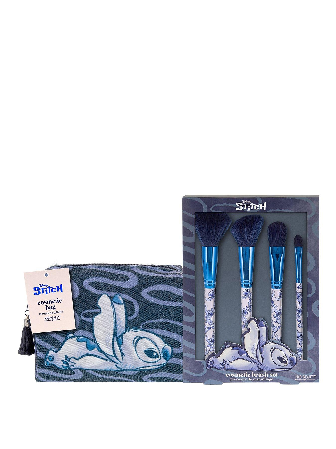 Disney Stitch Stitch Denim Cosmetic Bag & Makeup Brush Set