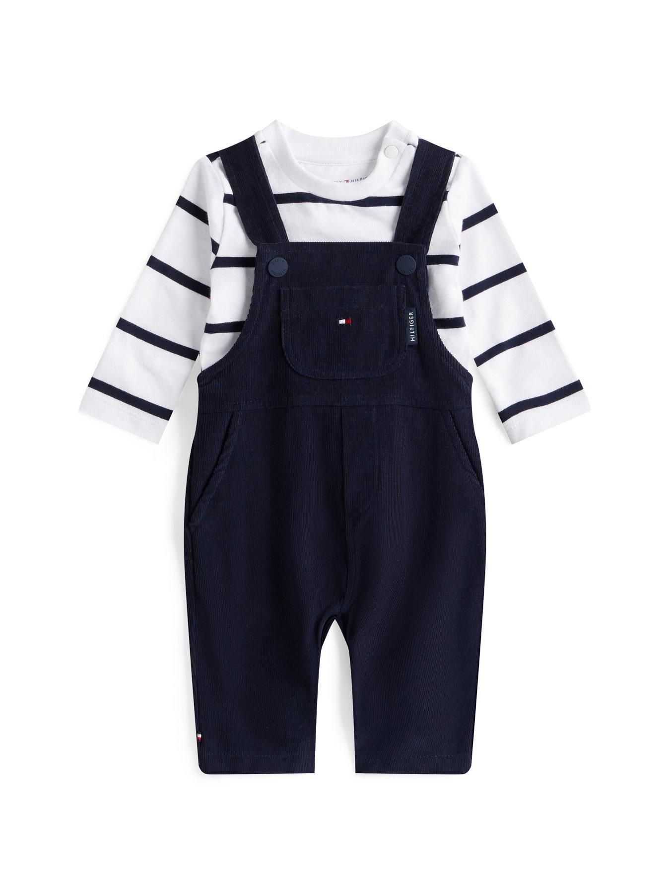 Image 1 of 2 of Tommy Hilfiger Baby Boys Baby Cord Dungaree Set - Navy