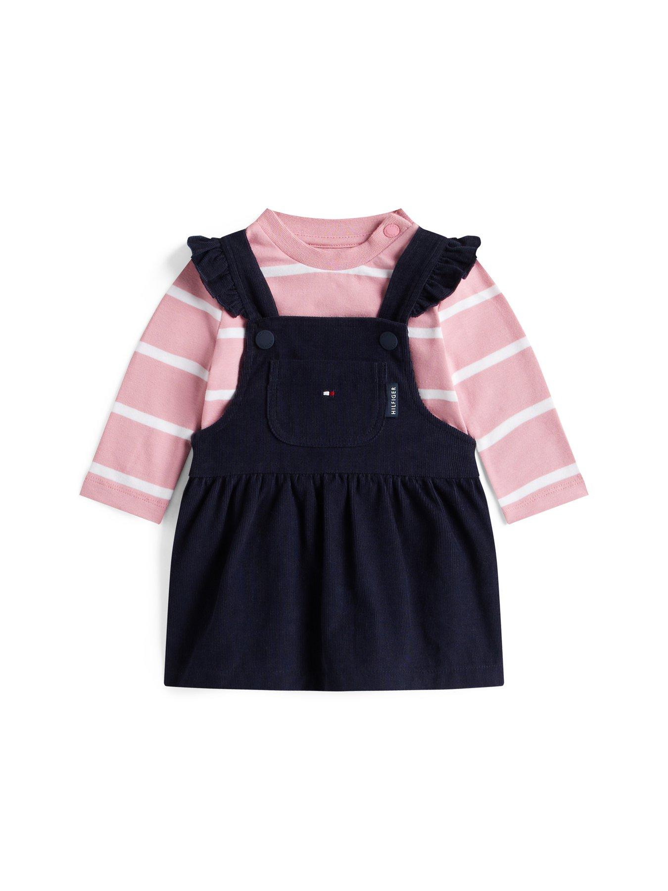 undefined Baby Girls Baby Cord Dungaree Dress Set - Navy