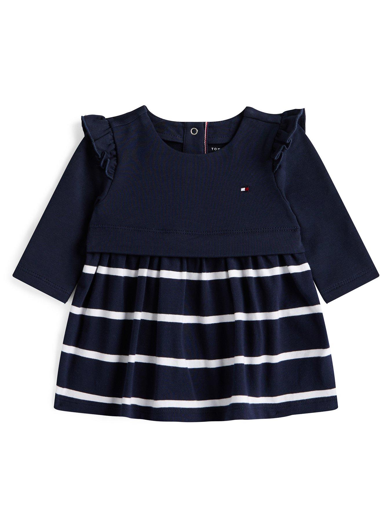  image of tommy-hilfiger-baby-girls-essential-long-sleeve-knitted-dress-navy