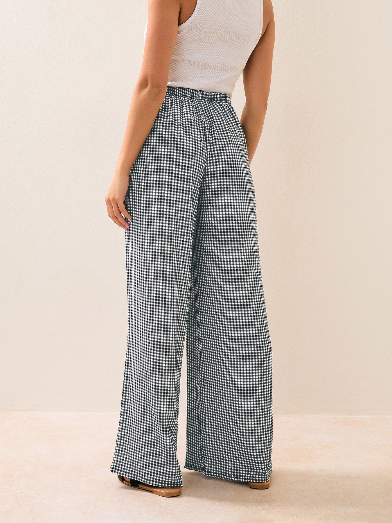stillFront image of pixiegirl-petite-gingham-check-wide-leg-trouser-black