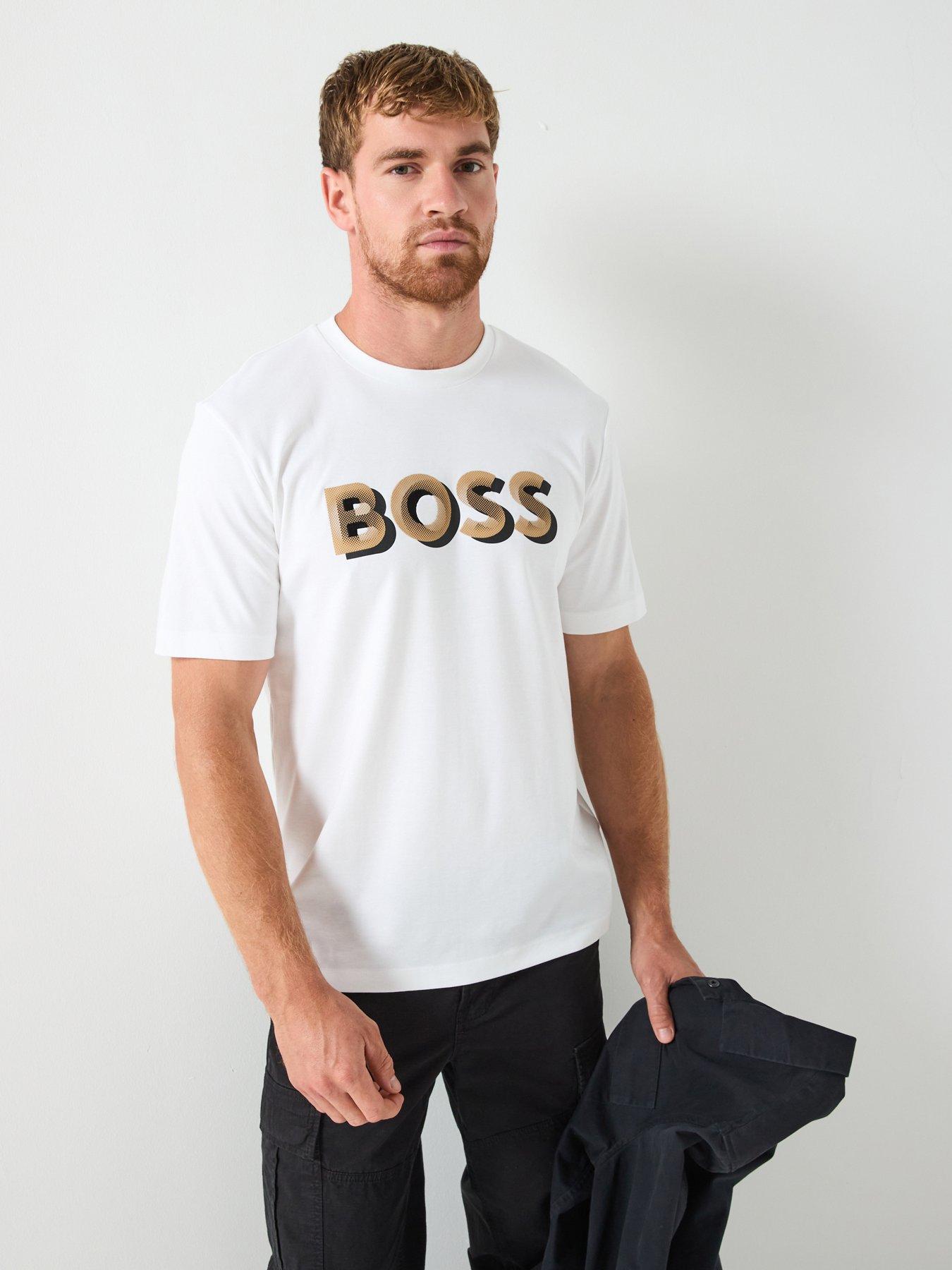 Image 1 of 6 of BOSS H-Thompson 656 Corporate Print T-Shirt - White