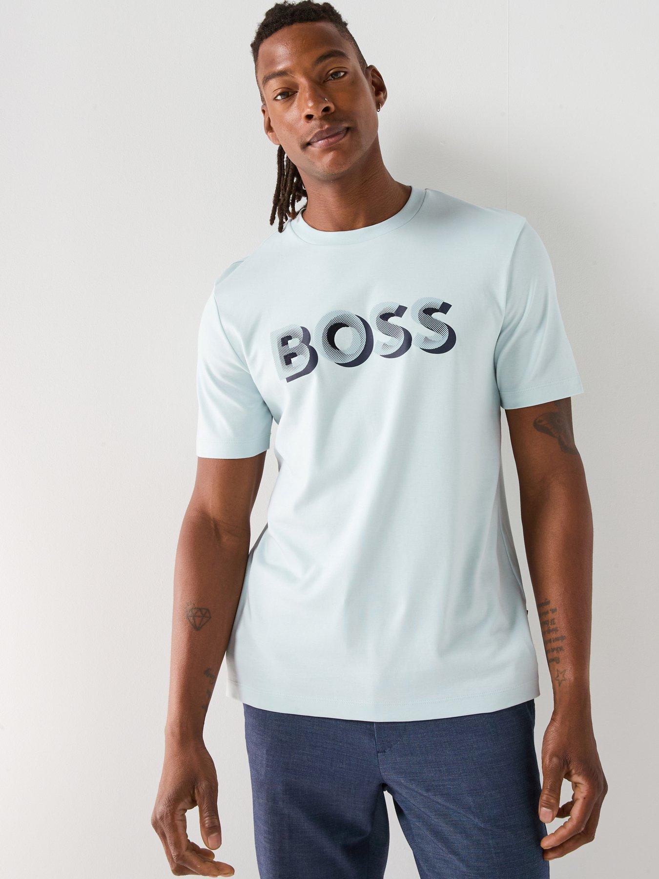 BOSS H-Thompson 656 Corporate Print T-Shirt - Light Blue