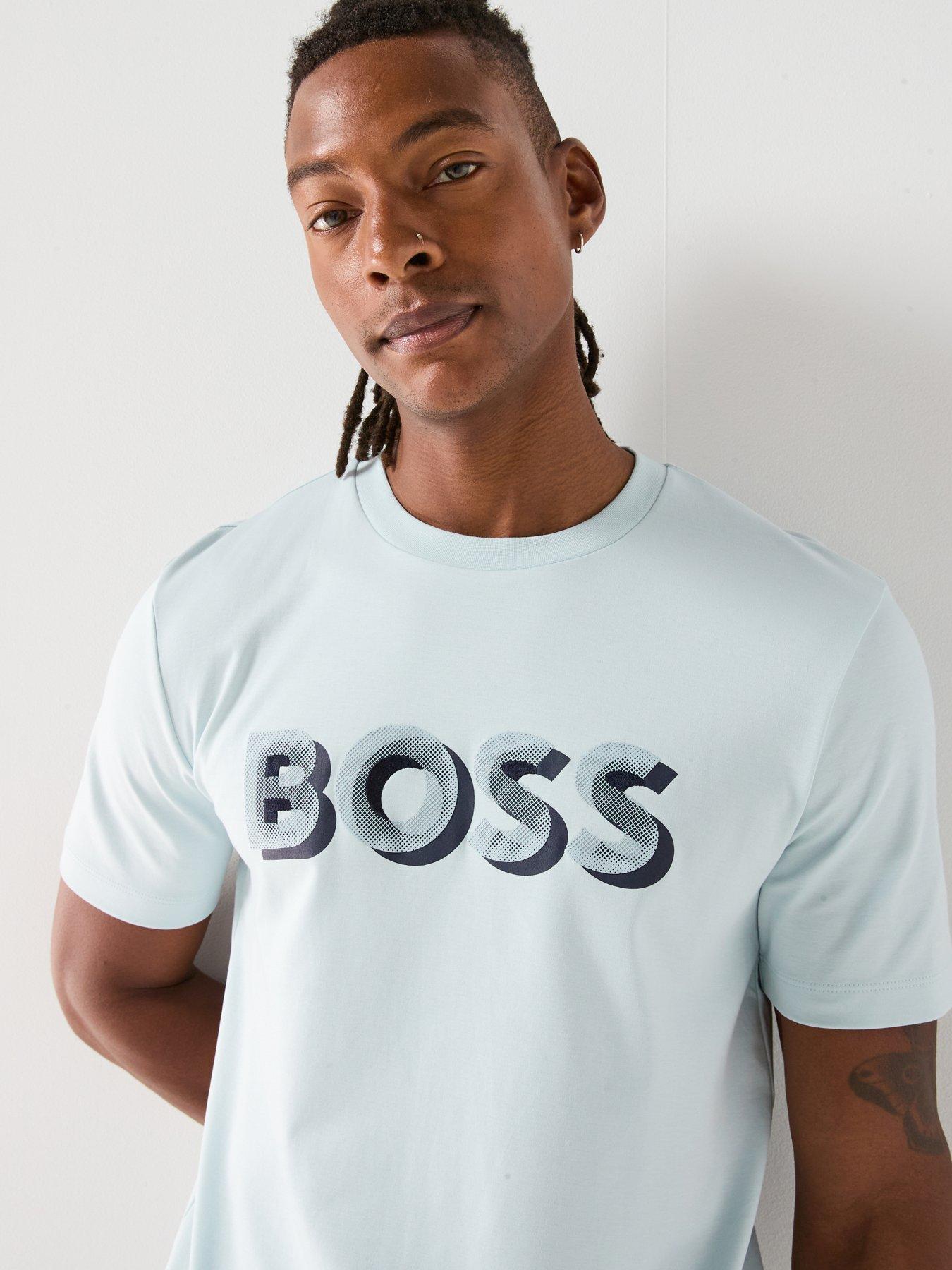Image 6 of 6 of BOSS H-Thompson 656 Corporate Print T-Shirt - Light Blue
