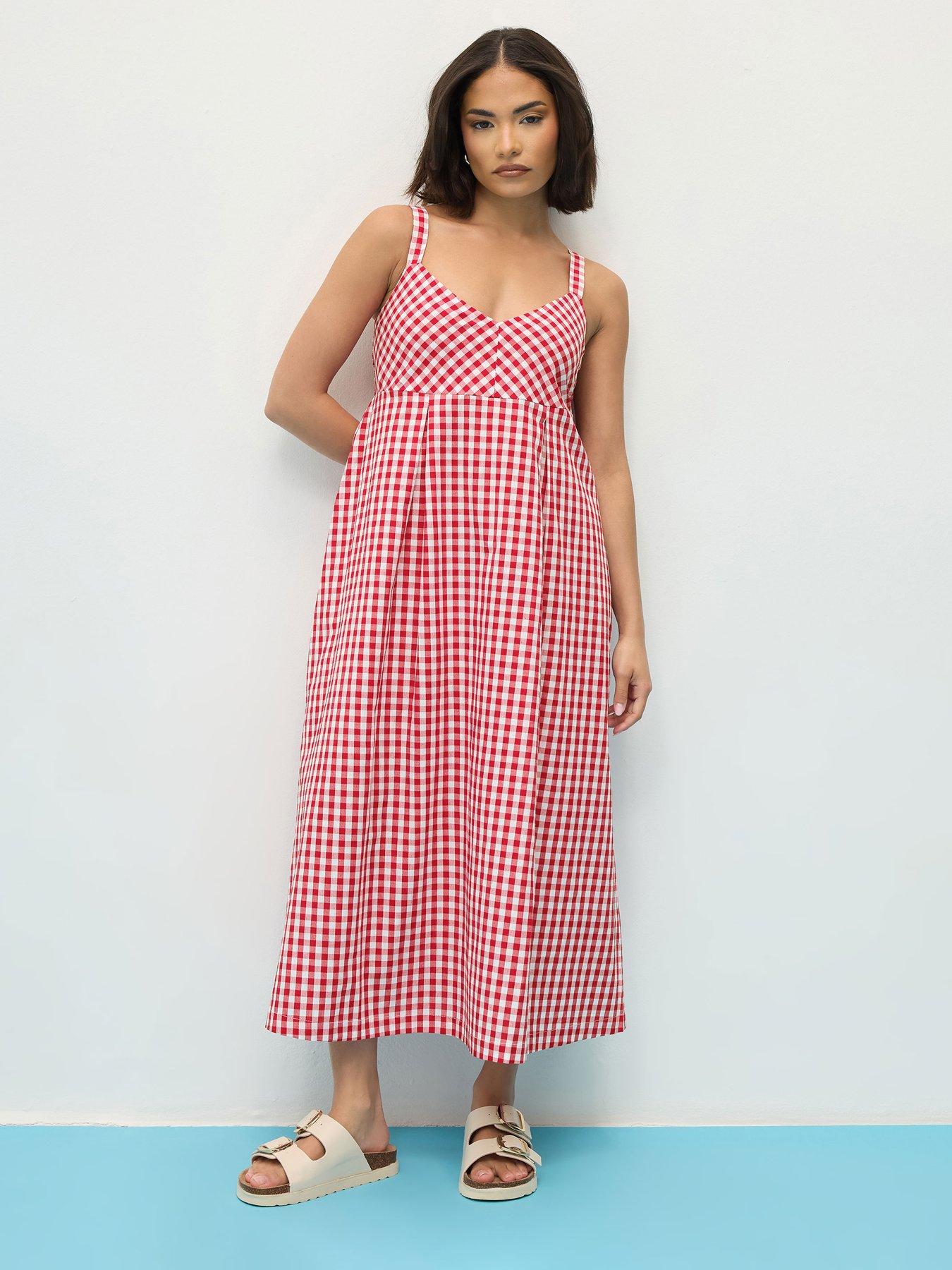 undefined Petite Gingham Check Dress - Red
