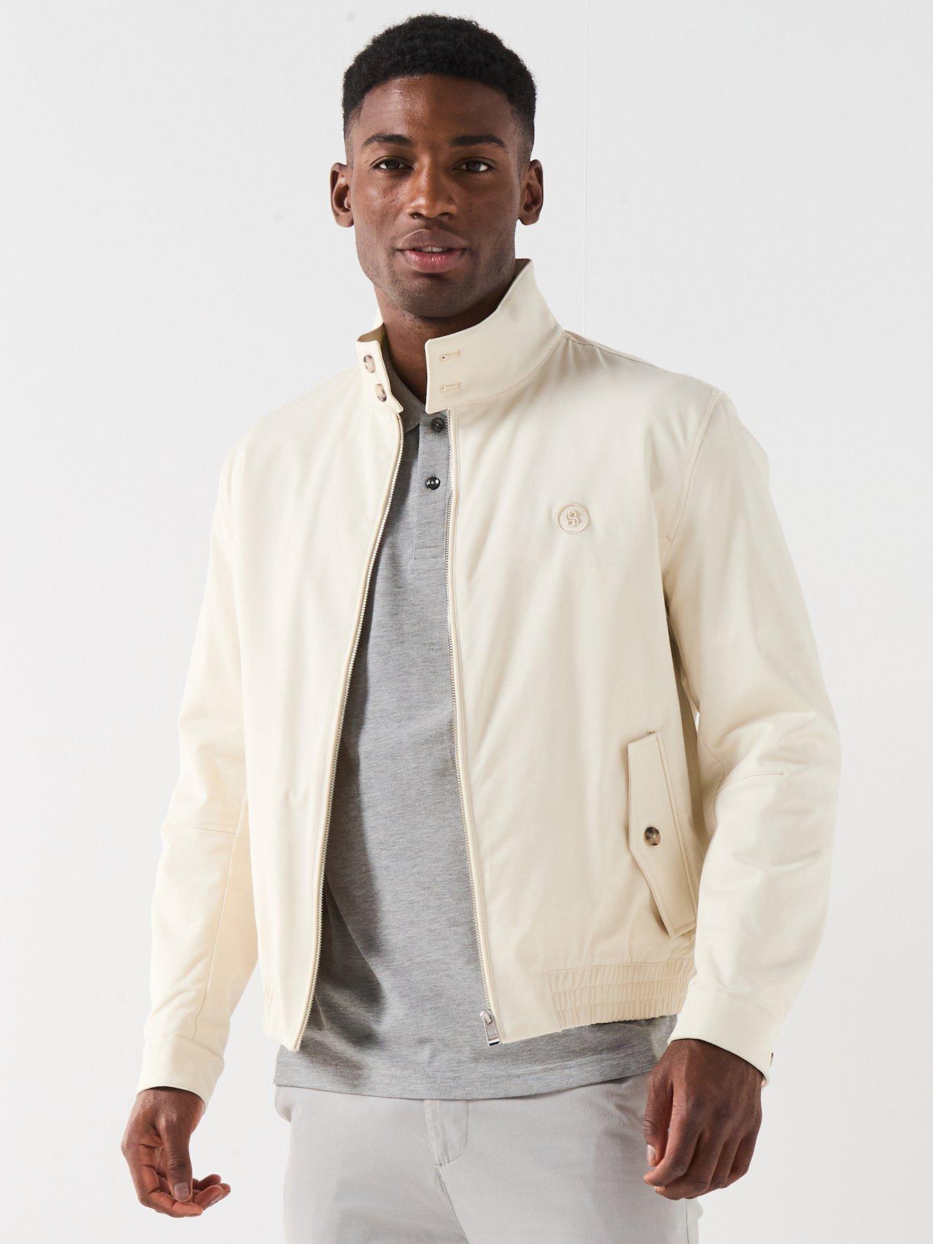 Image 1 of 6 of BOSS H-Coiner-253 Bb Logo Harrington Jacket - Light Beige