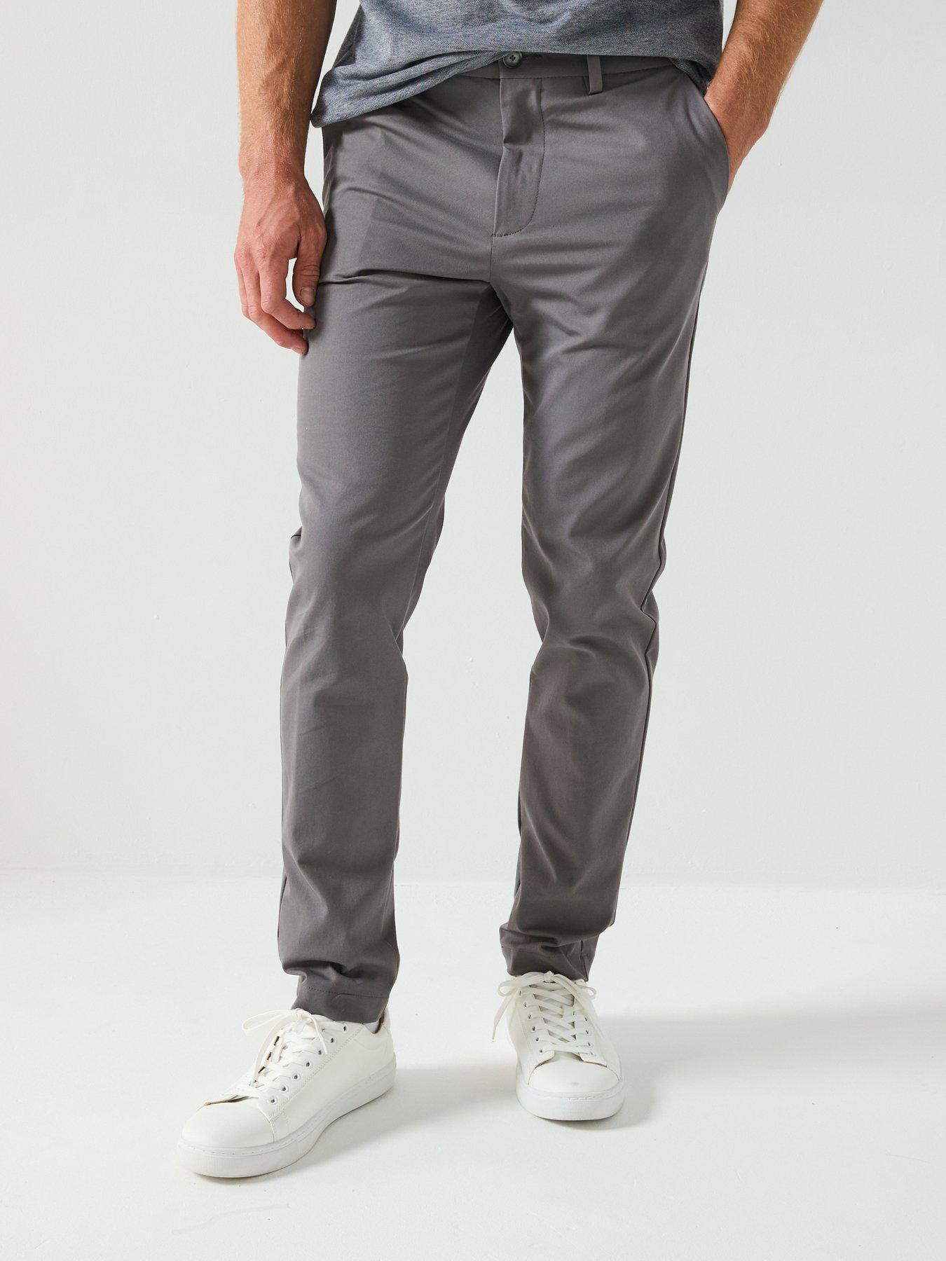 BOSS P-Kaiton1-Zip Slim Fit Casual Trousers - Grey