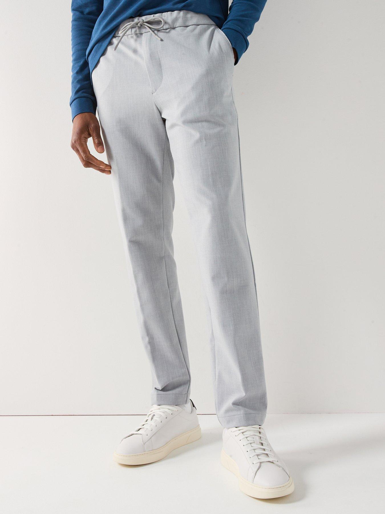 undefined Boss P-kane1 Modern Fit Drawstring Casual Stretch Trousers - Silver