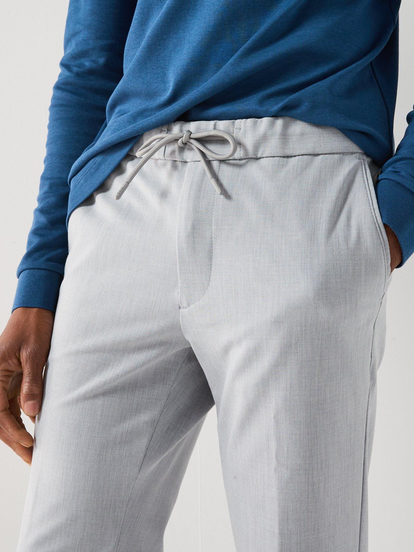 Image 4 of 6 of BOSS P-Kane1 Modern Fit Drawstring Casual Stretch Trousers - Silver
