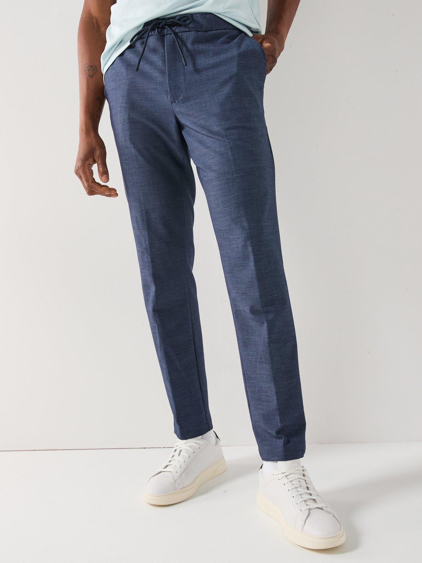 BOSS P-kane1 Modern Fit Drawstring Casual Stretch Trousers - Navy
