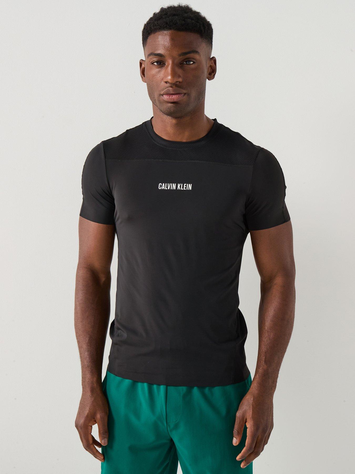 front image of calvin-klein-sport-ck-intense-power-baselayer-t-shirt-black