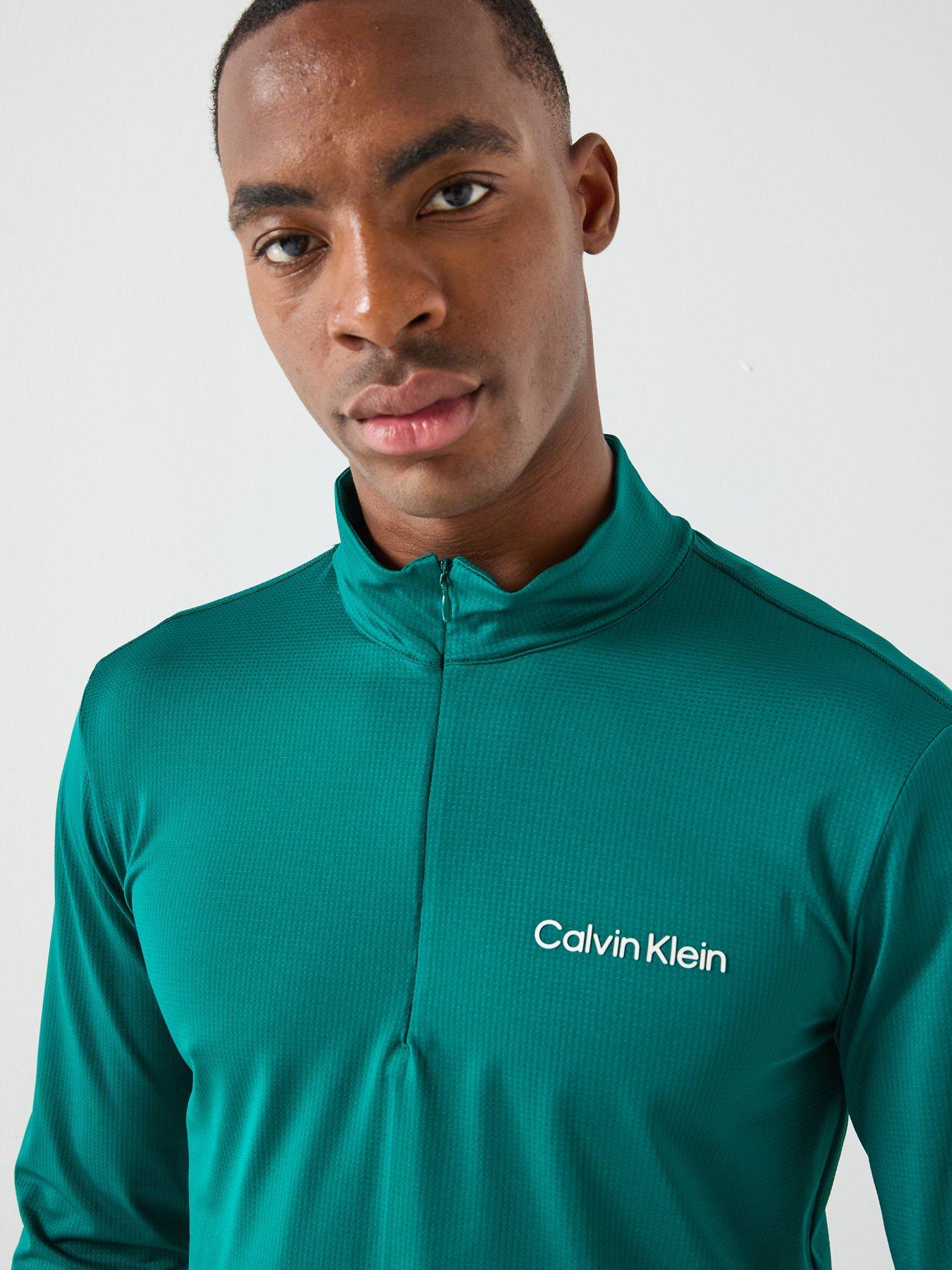  image of calvin-klein-sport-ck-icon-performance-14-zip-sweat-top-green
