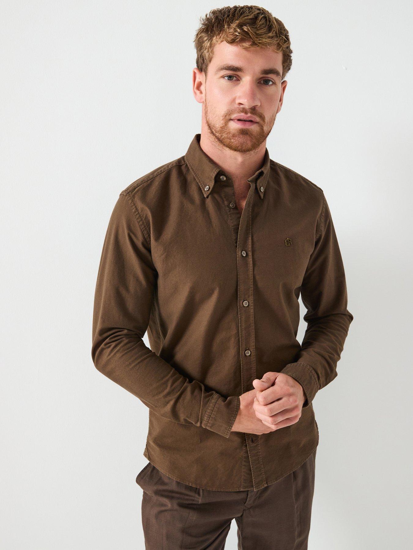  image of boss-h-roan-button-down-oxford-shirt-khaki