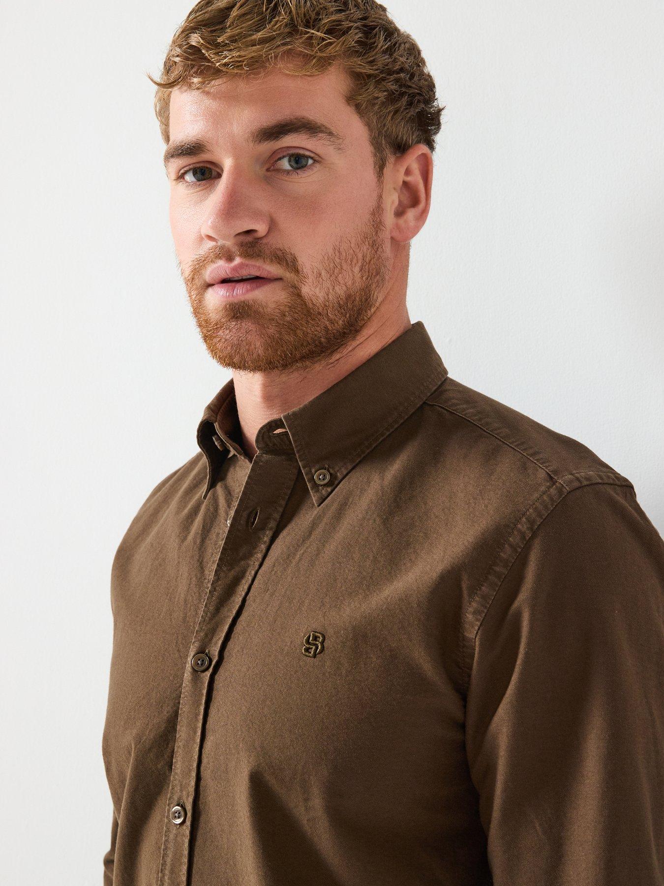  image of boss-h-roan-button-down-oxford-shirt-khaki