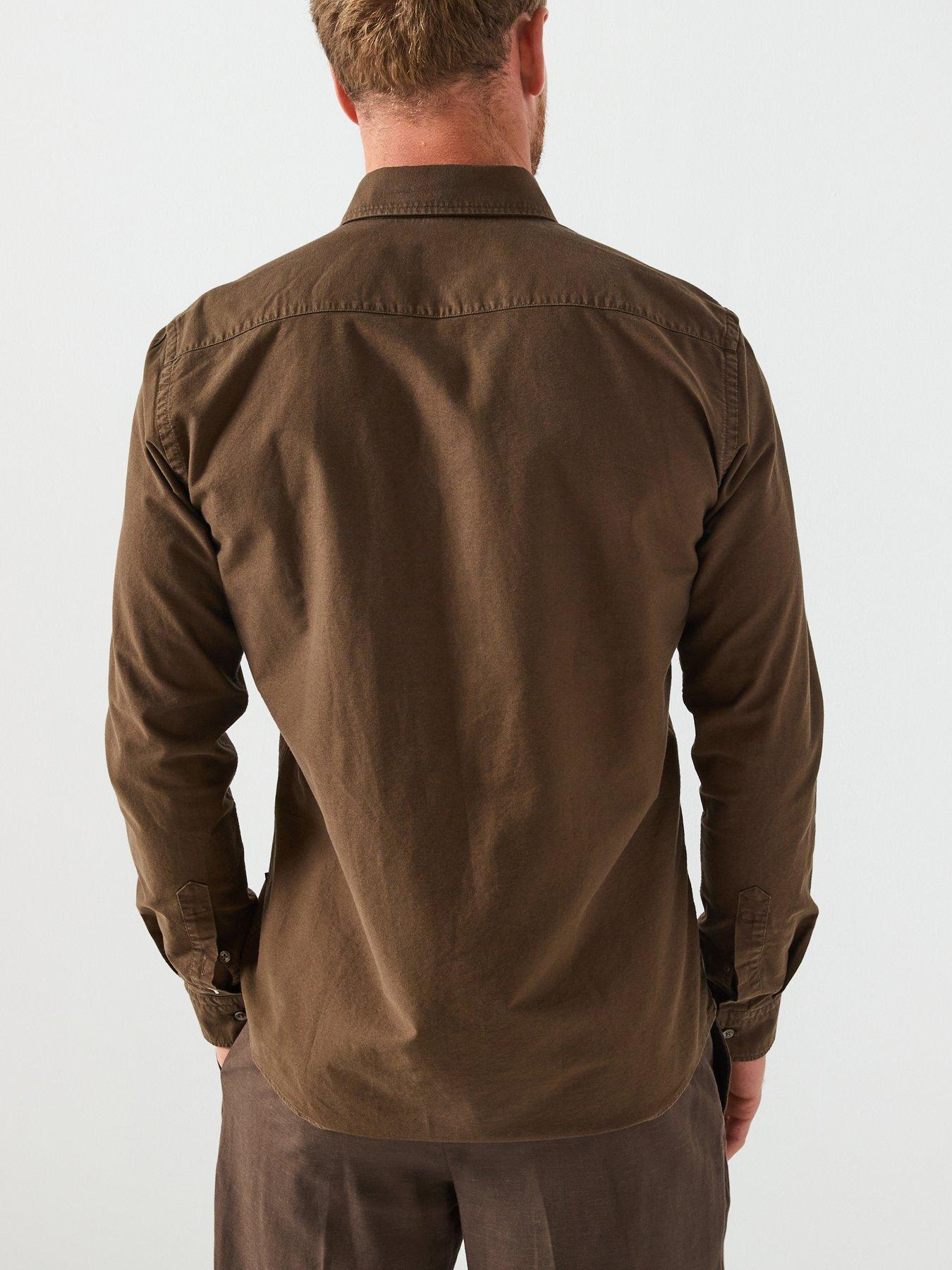  image of boss-h-roan-button-down-oxford-shirt-khaki