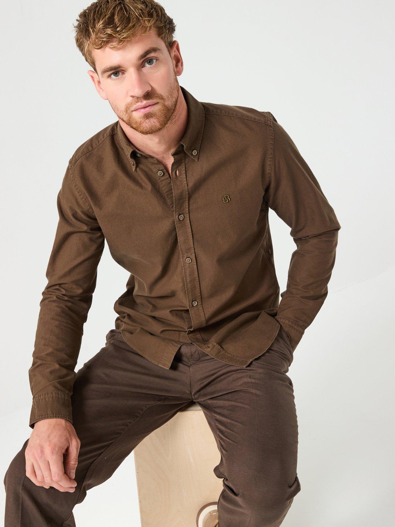  image of boss-h-roan-button-down-oxford-shirt-khaki