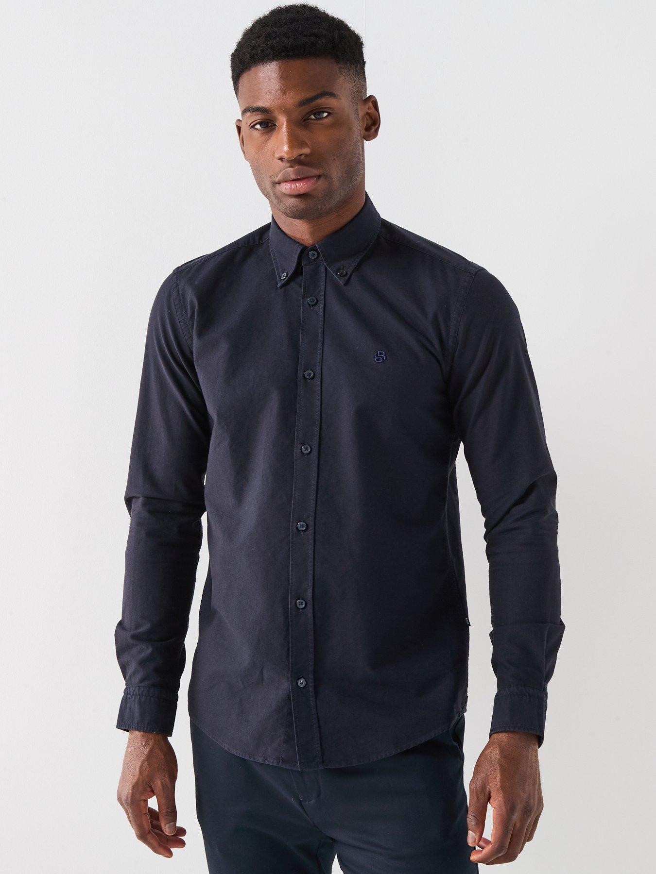 undefined Boss H-roan Button Down Slim Fit Oxford Shirt - Navy