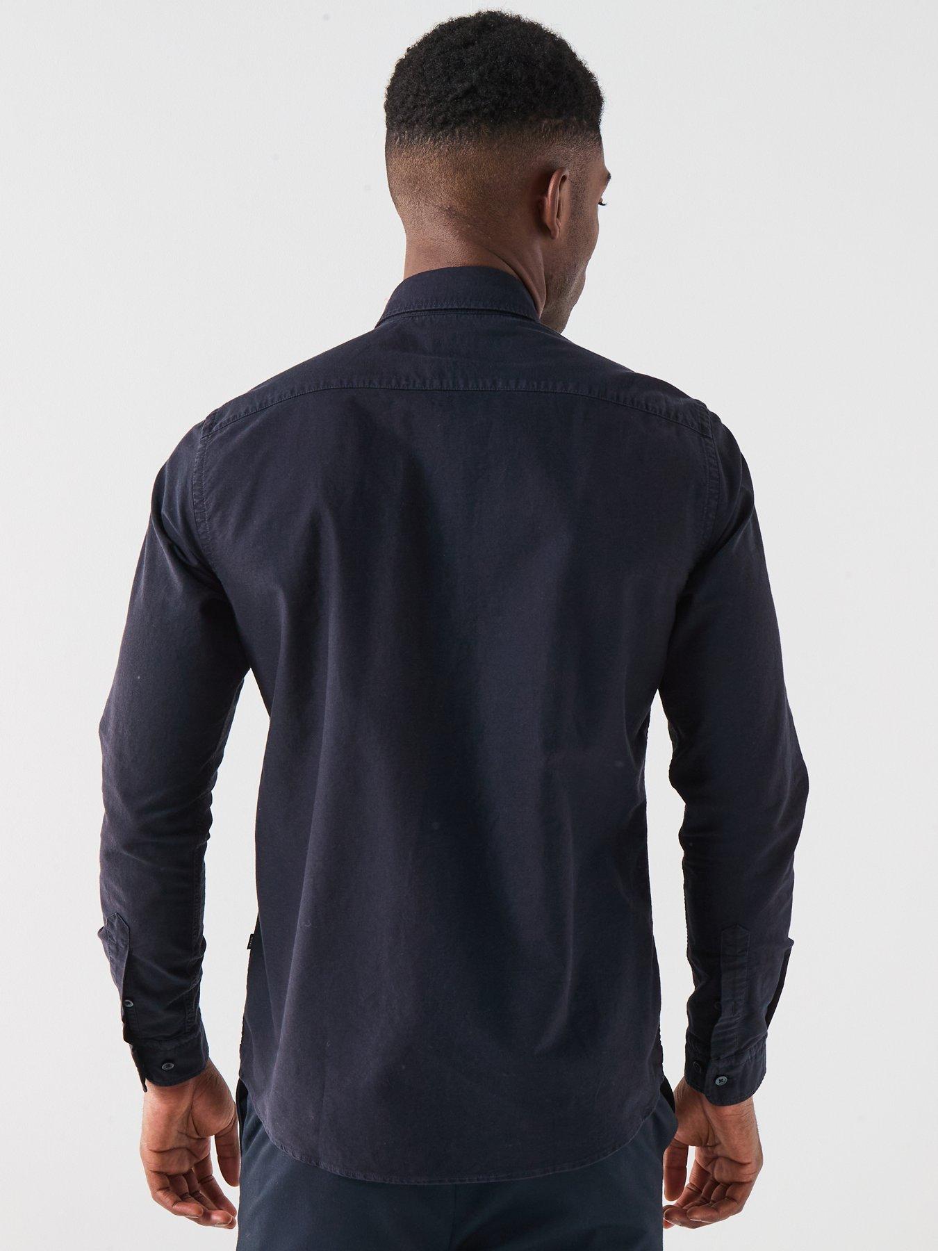  image of boss-slim-long-sleeve-oxford-shirt-navy
