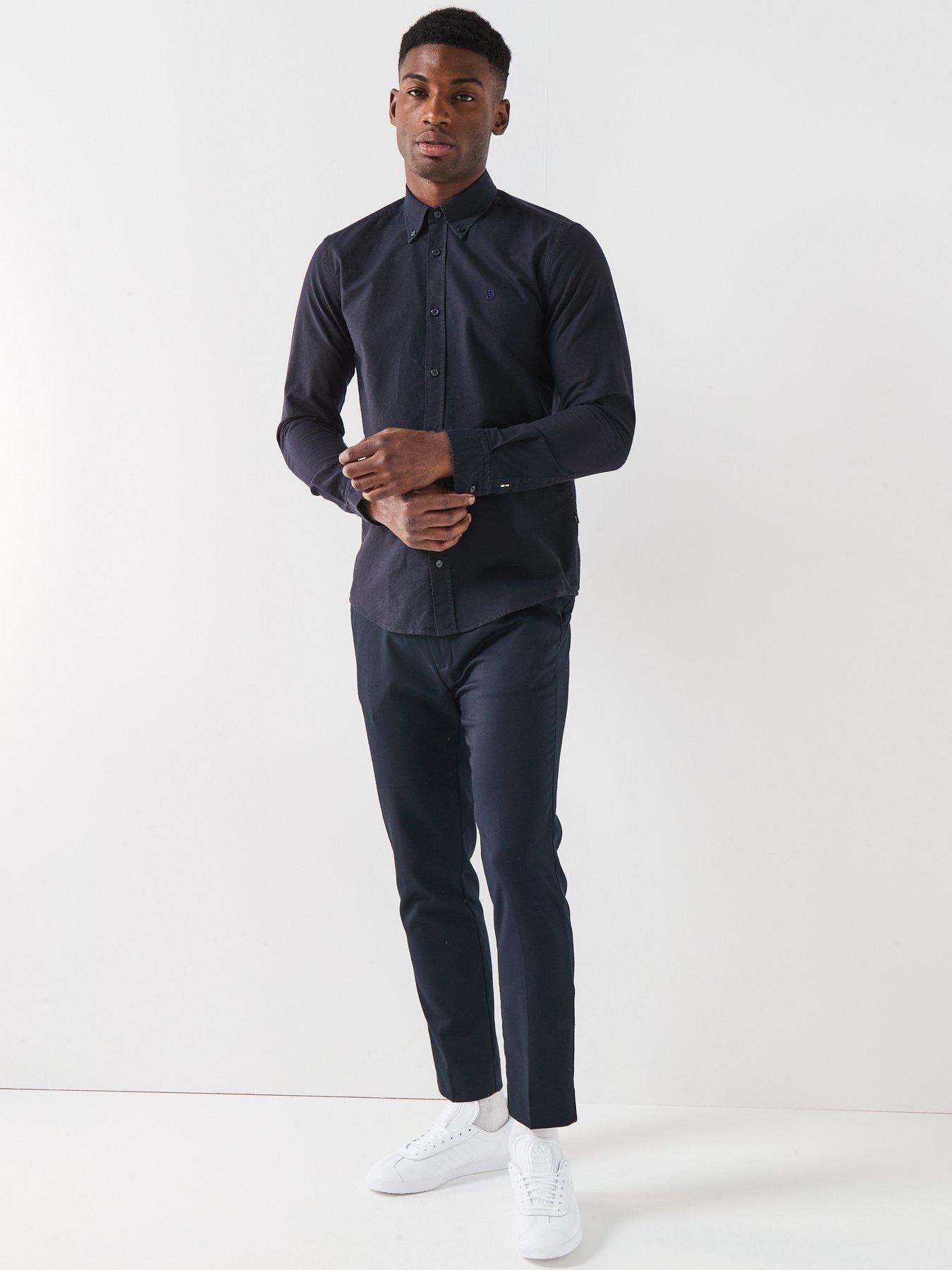  image of boss-slim-long-sleeve-oxford-shirt-navy