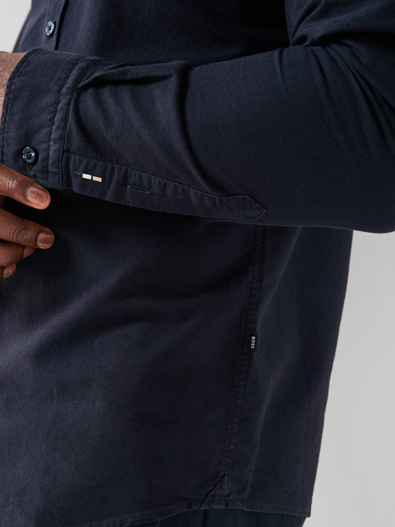  image of boss-slim-long-sleeve-oxford-shirt-navy
