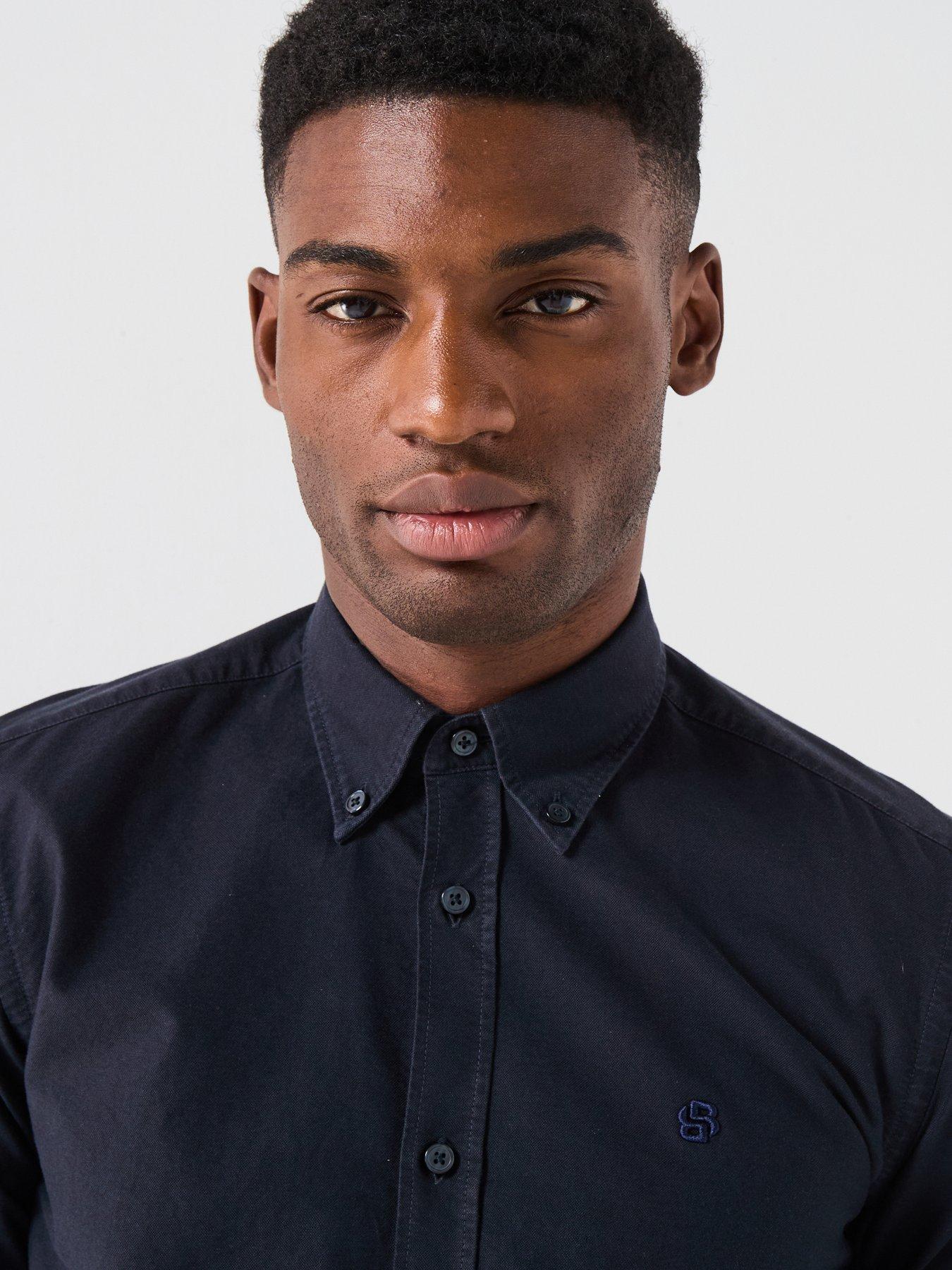  image of boss-slim-long-sleeve-oxford-shirt-navy