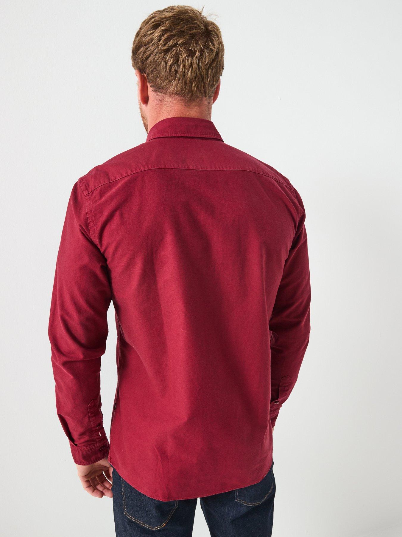  image of boss-h-roan-button-down-oxford-shirt-dark-red