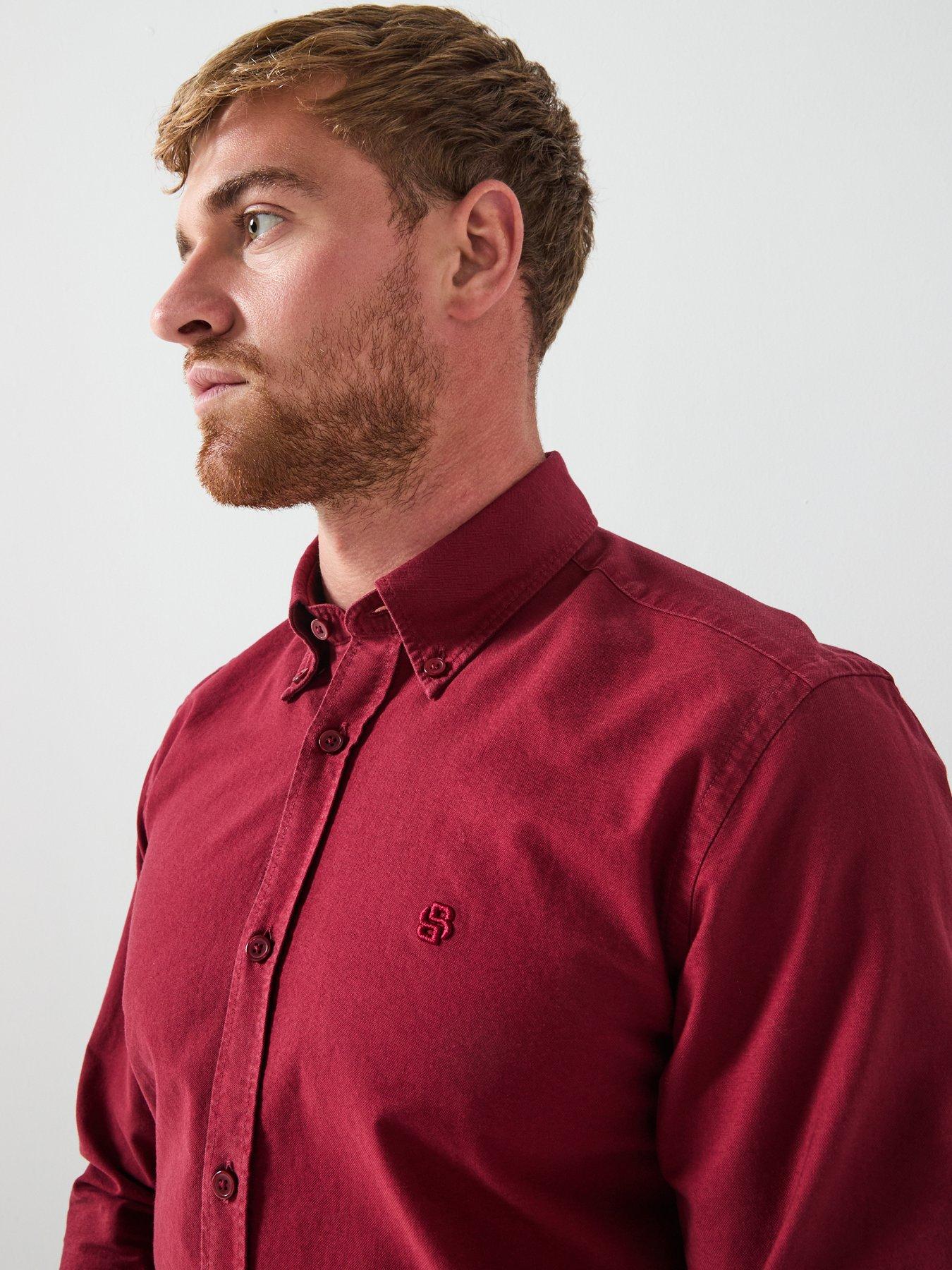  image of boss-h-roan-button-down-oxford-shirt-dark-red