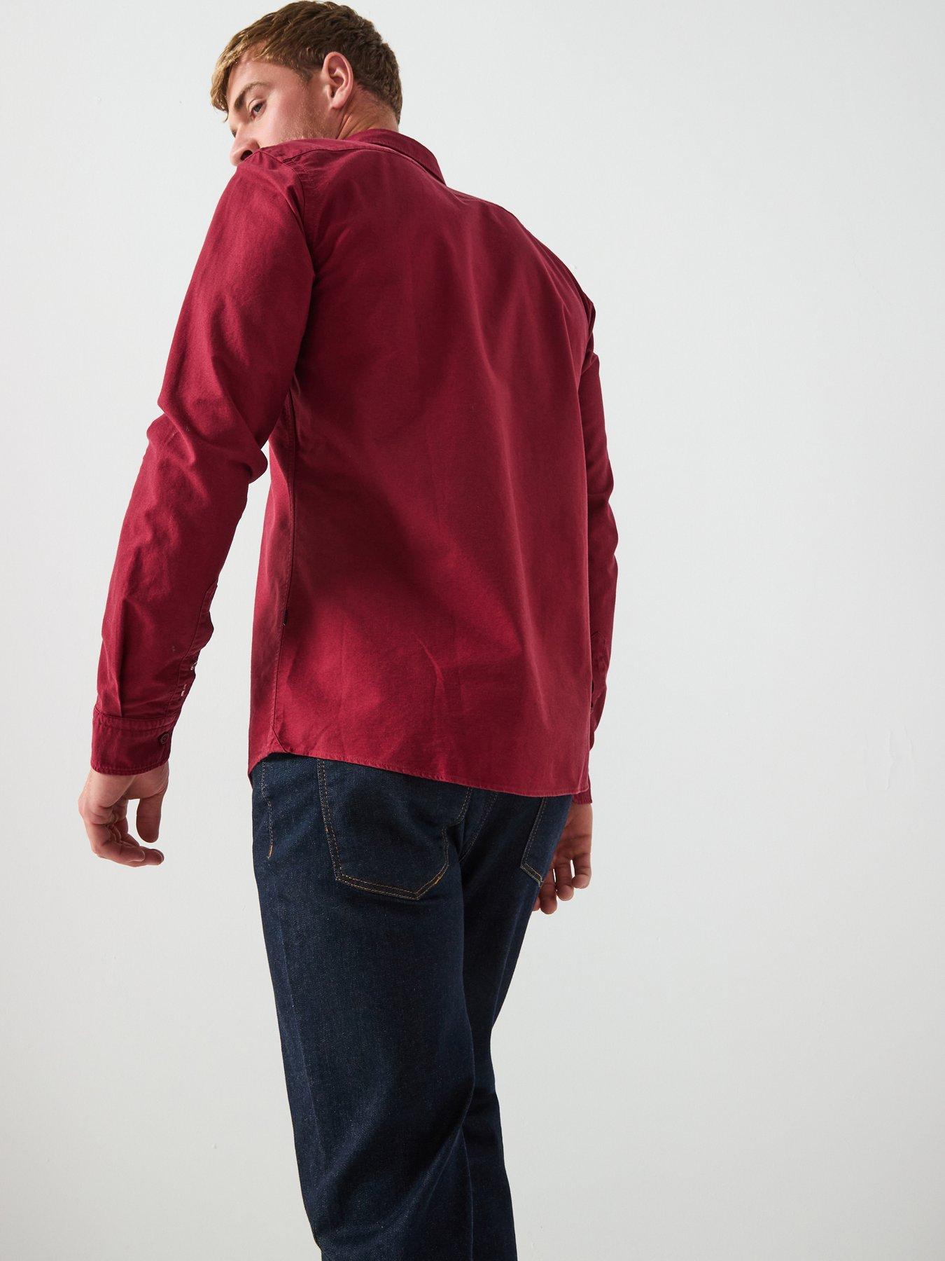  image of boss-h-roan-button-down-oxford-shirt-dark-red