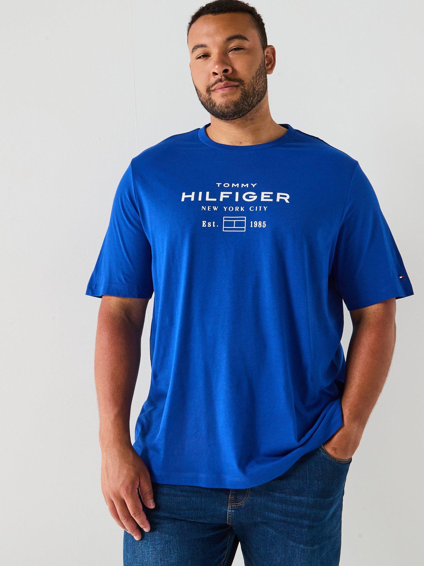 Tommy Hilfiger Big  &  Tall Stack Logo T-Shirt - Blue