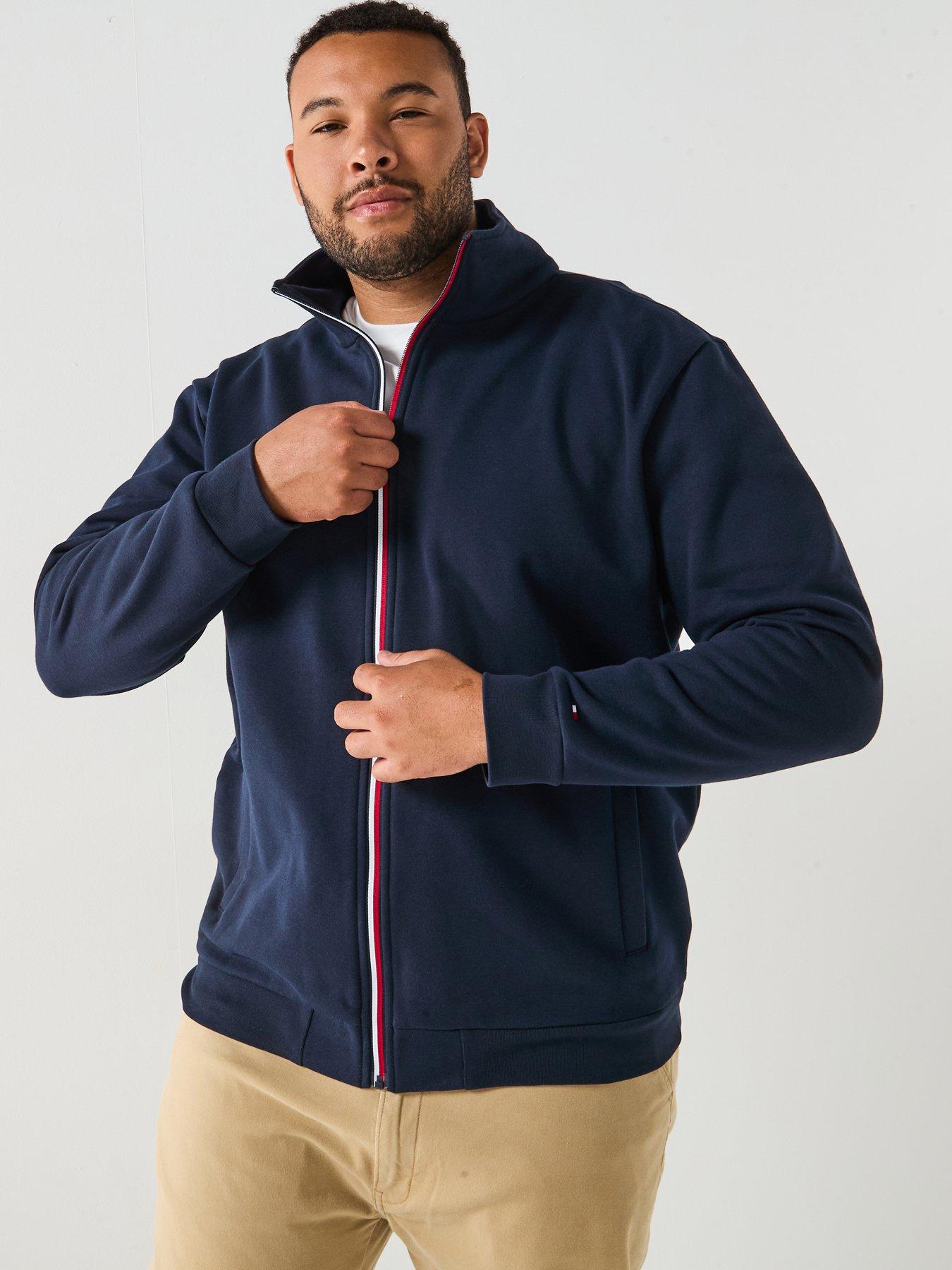 Tommy Hilfiger Big  &  Tall Global Stripe Zip Through Track Top - Navy