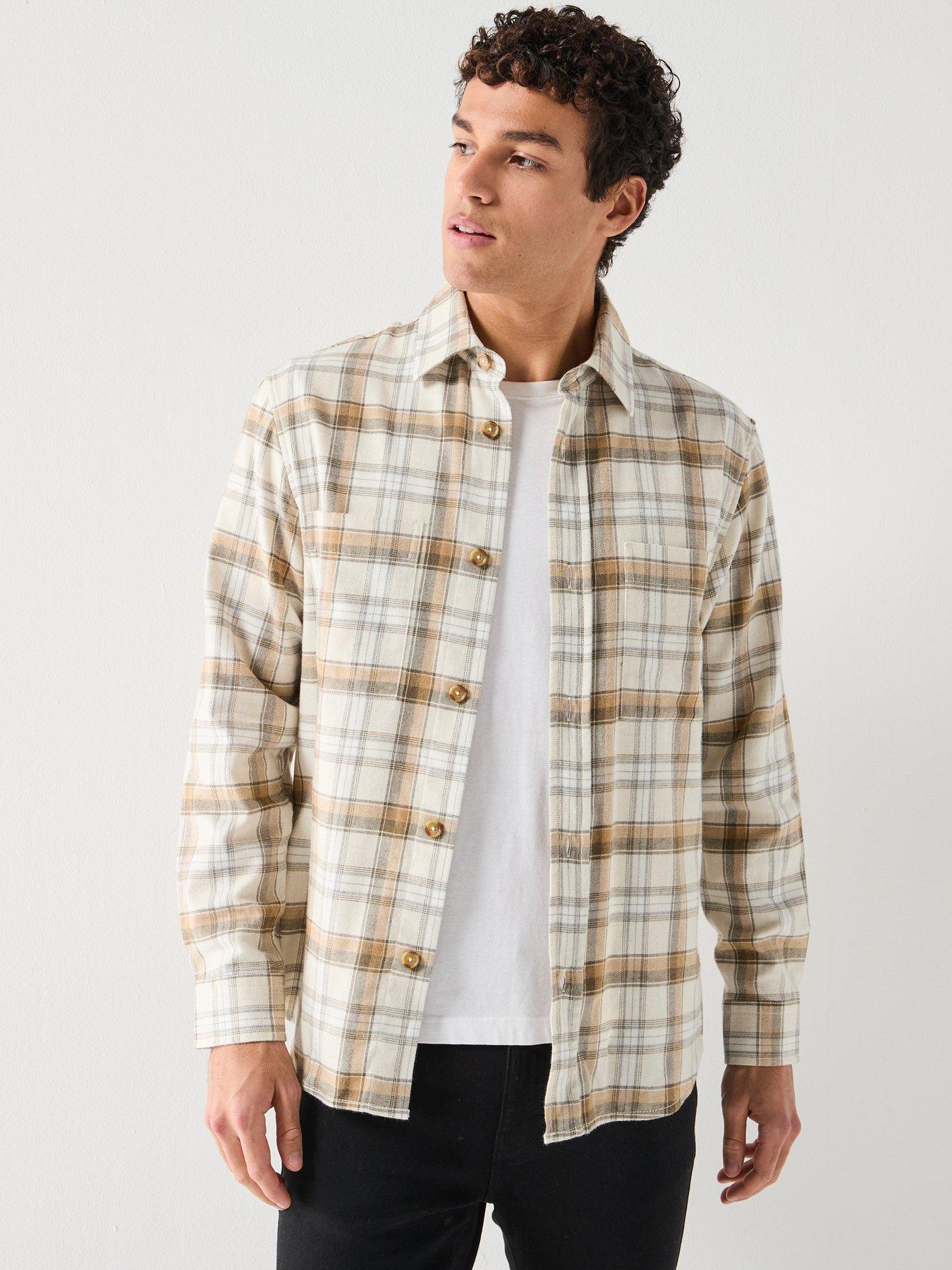 BOSS Boss C-owen 2 Pocket Relaxed Fit Flannel Check Overshirt - Beige