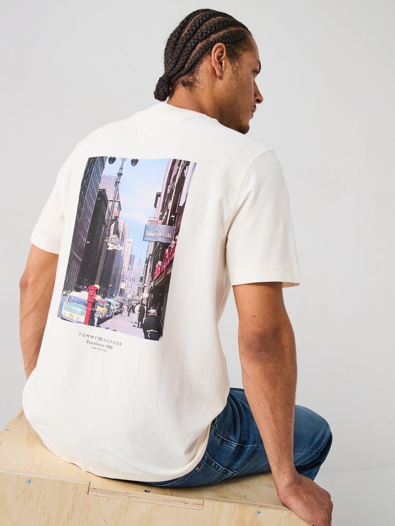 Image 1 of 6 of Tommy Hilfiger Photo Print Graphic T-Shirt - Off White