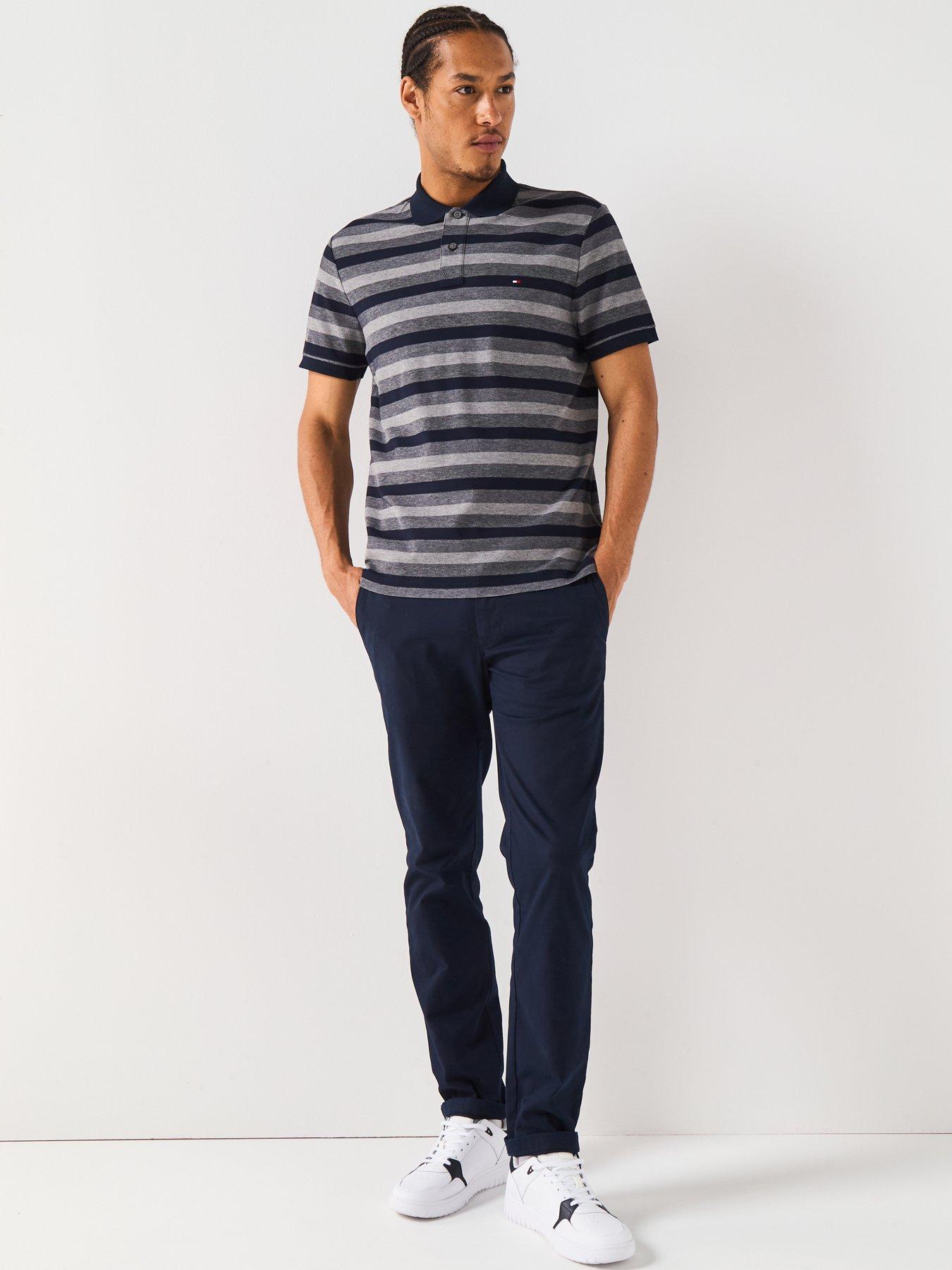 Image 3 of 6 of Tommy Hilfiger Stripe Structure Polo Shirt - Navy