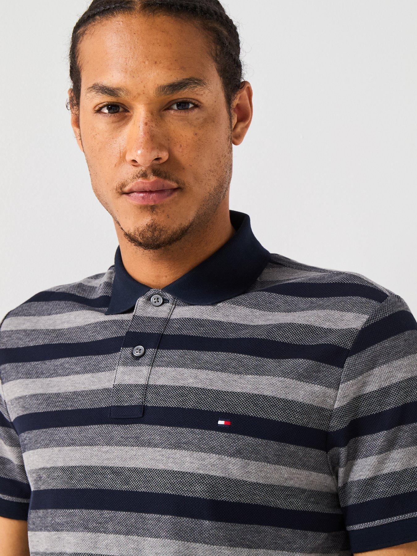 Image 4 of 6 of Tommy Hilfiger Stripe Structure Polo Shirt - Navy