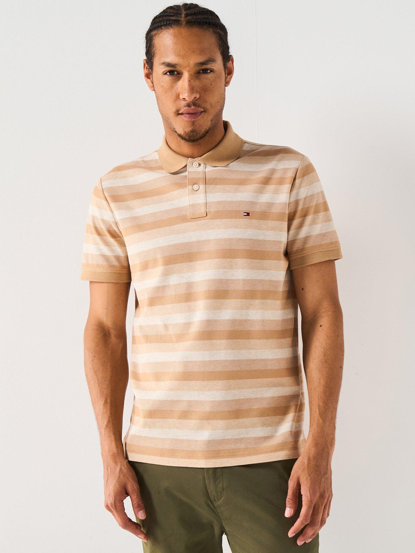 Image 1 of 6 of Tommy Hilfiger Stripe Structure Polo Shirt - Navy