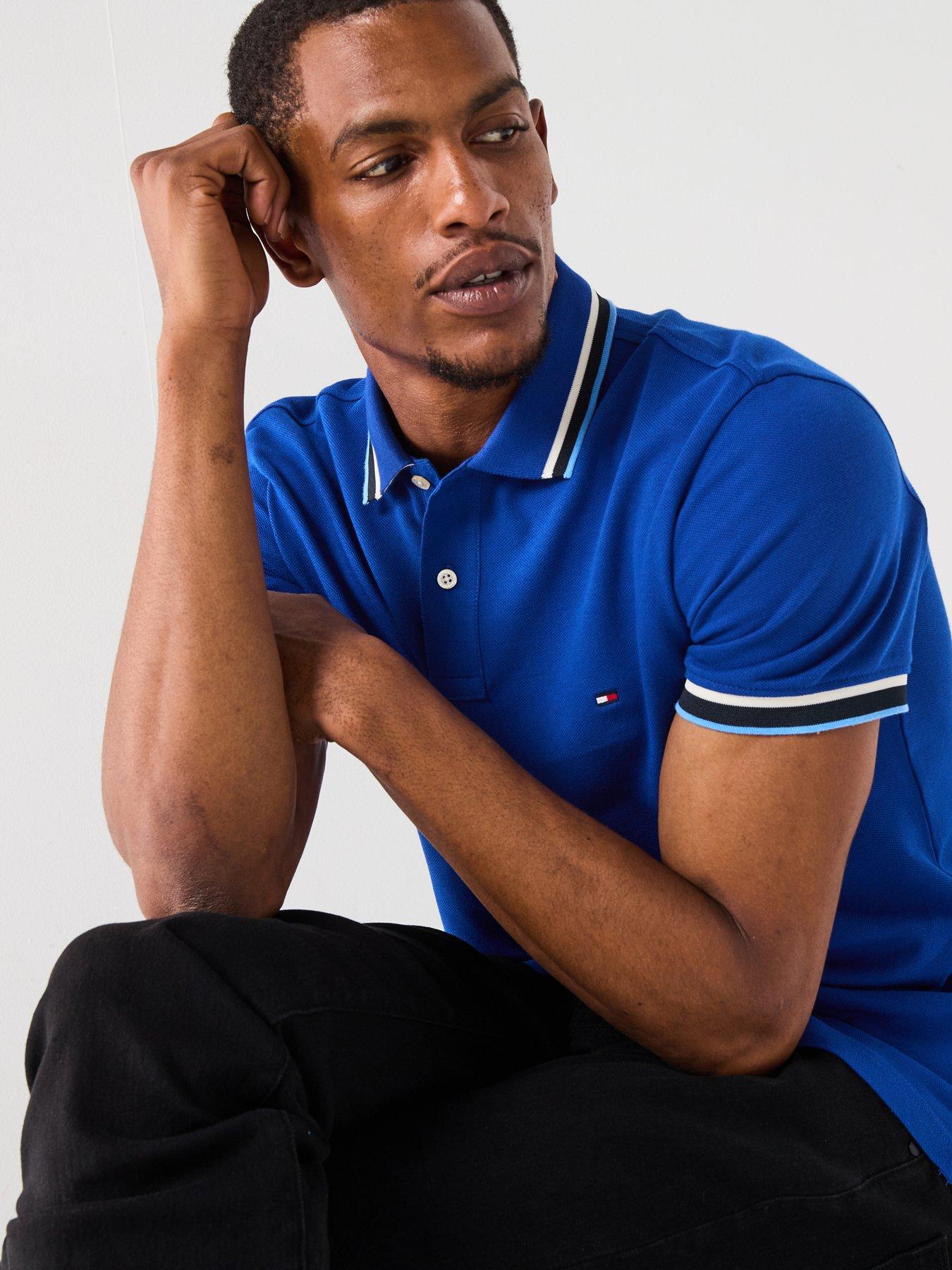 undefined Cuff Interest Slim Fit Polo Shirt - Bright Blue