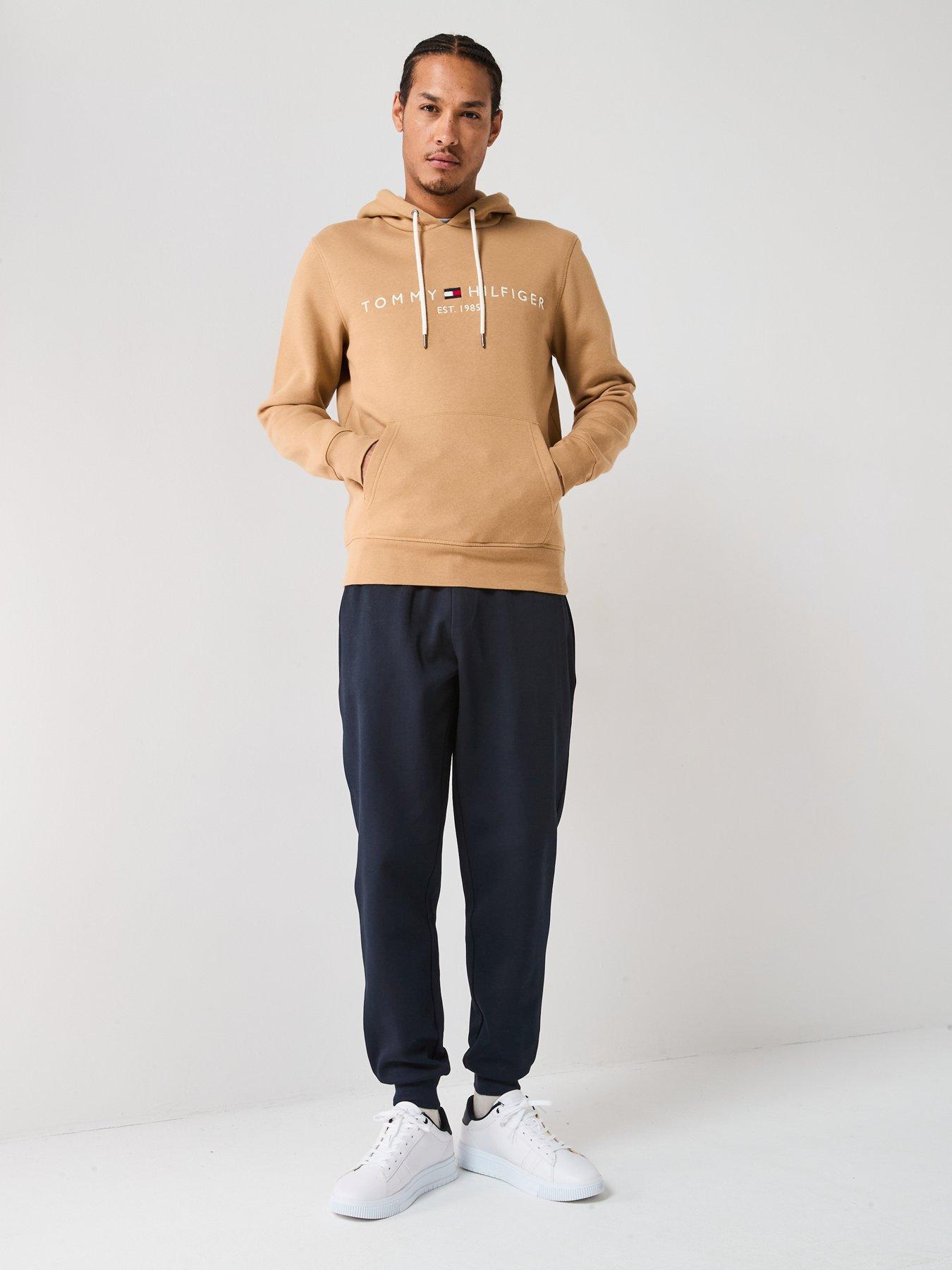 Image 3 of 4 of Tommy Hilfiger Linear Chest Logo Hoodie - Light Brown