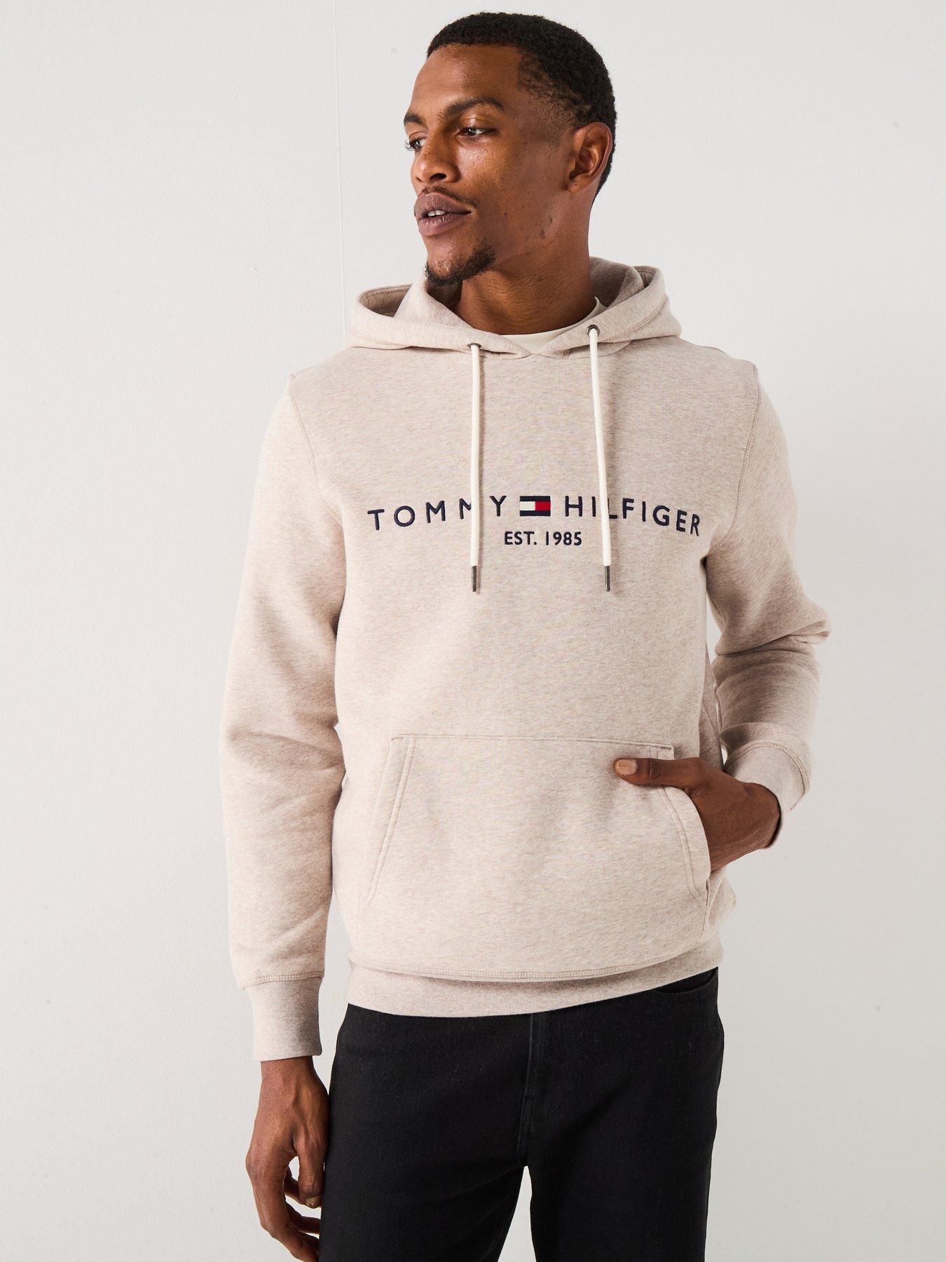 undefined Linear Chest Logo Hoodie - Natural