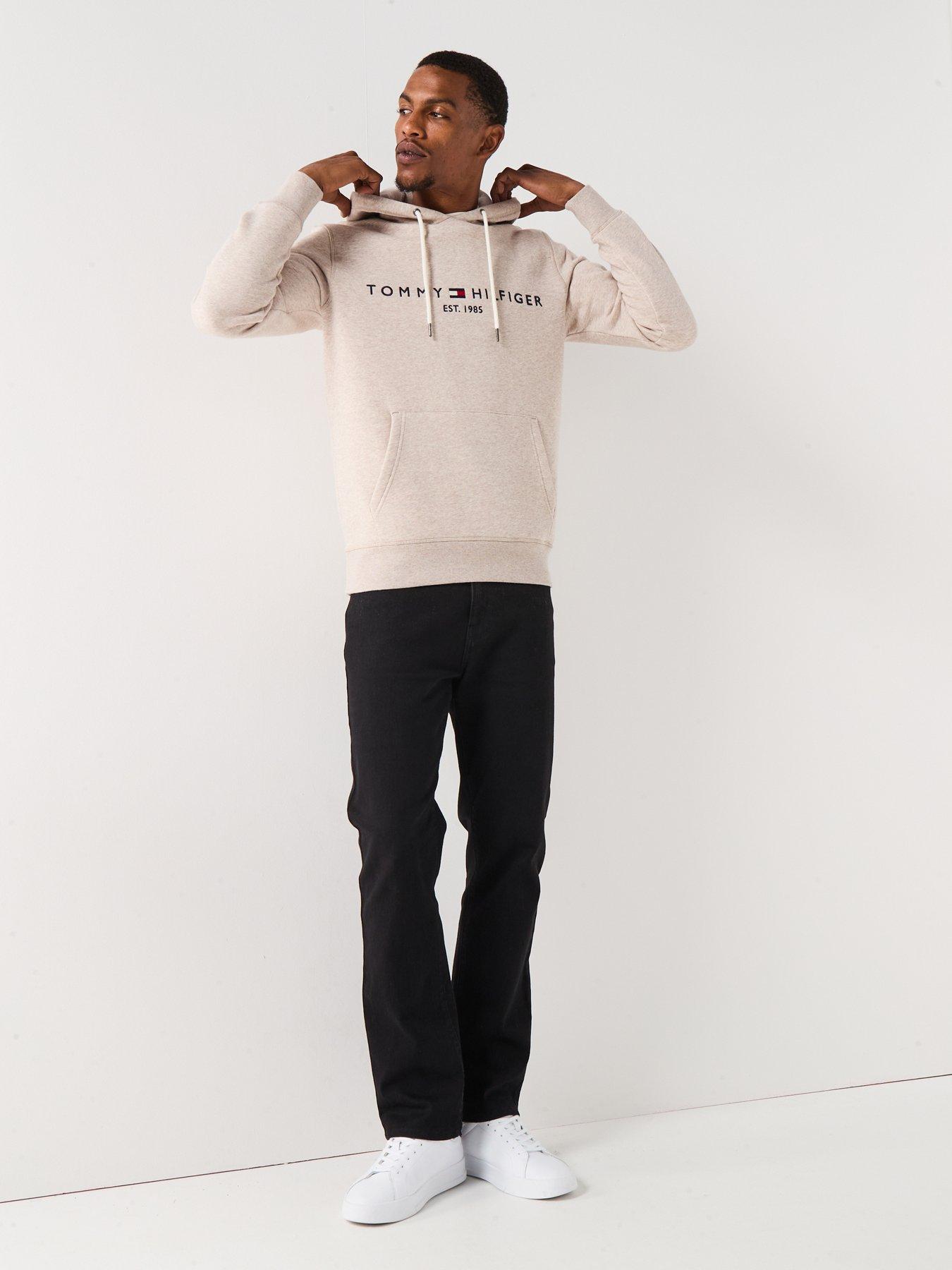 Image 3 of 6 of Tommy Hilfiger Linear Chest Logo Hoodie - Natural