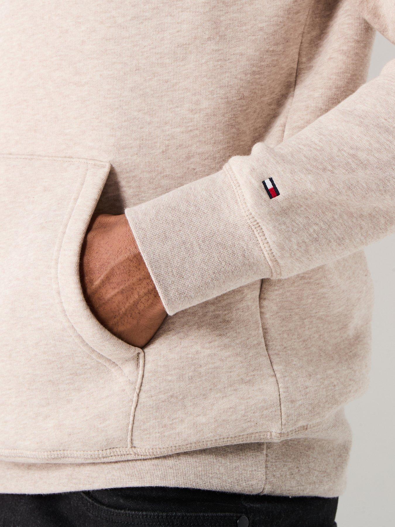 Image 4 of 6 of Tommy Hilfiger Linear Chest Logo Hoodie - Natural